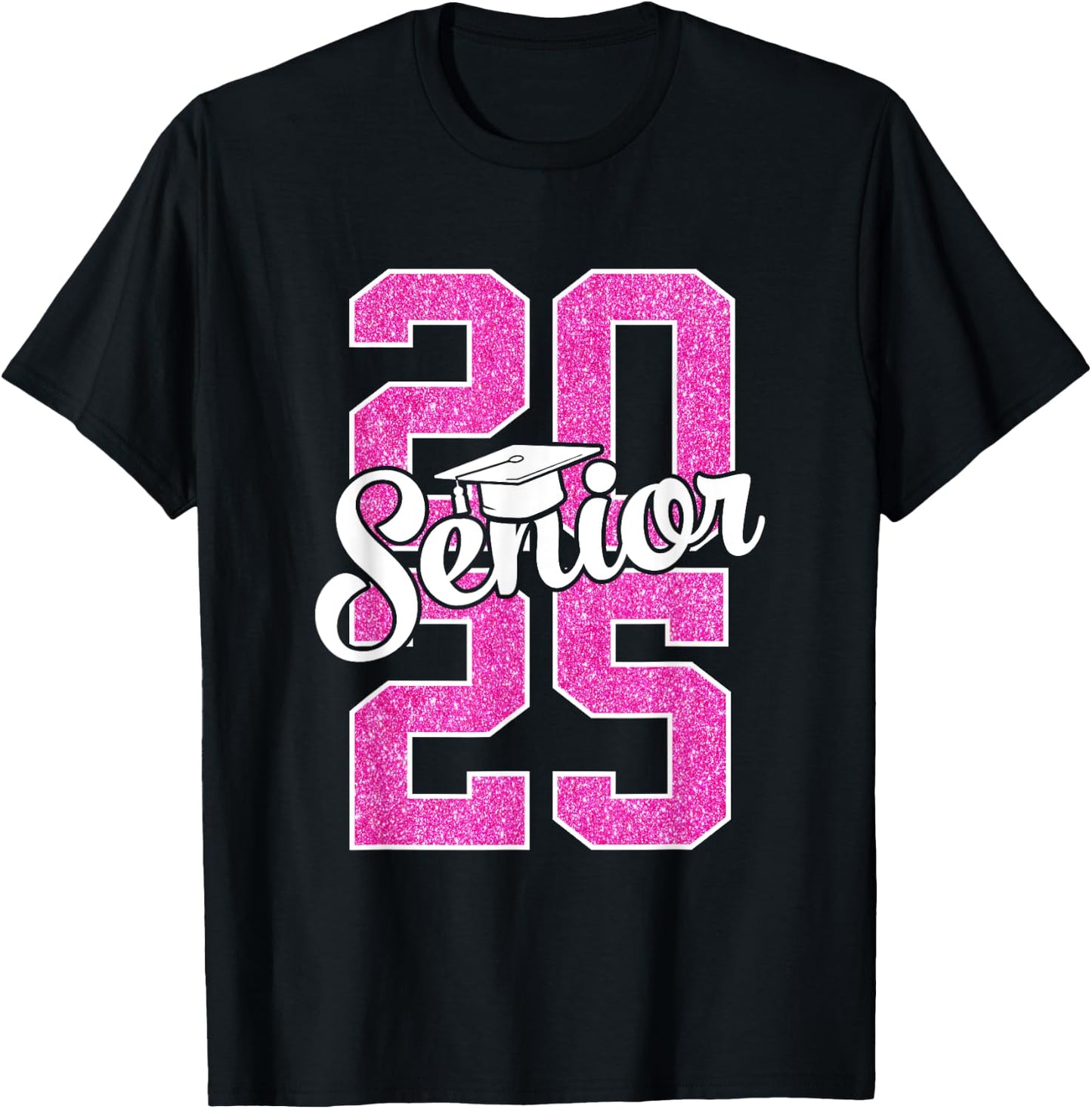 2025 Senior 25 senior girls women pink T-Shirt - T-Shirt | Black