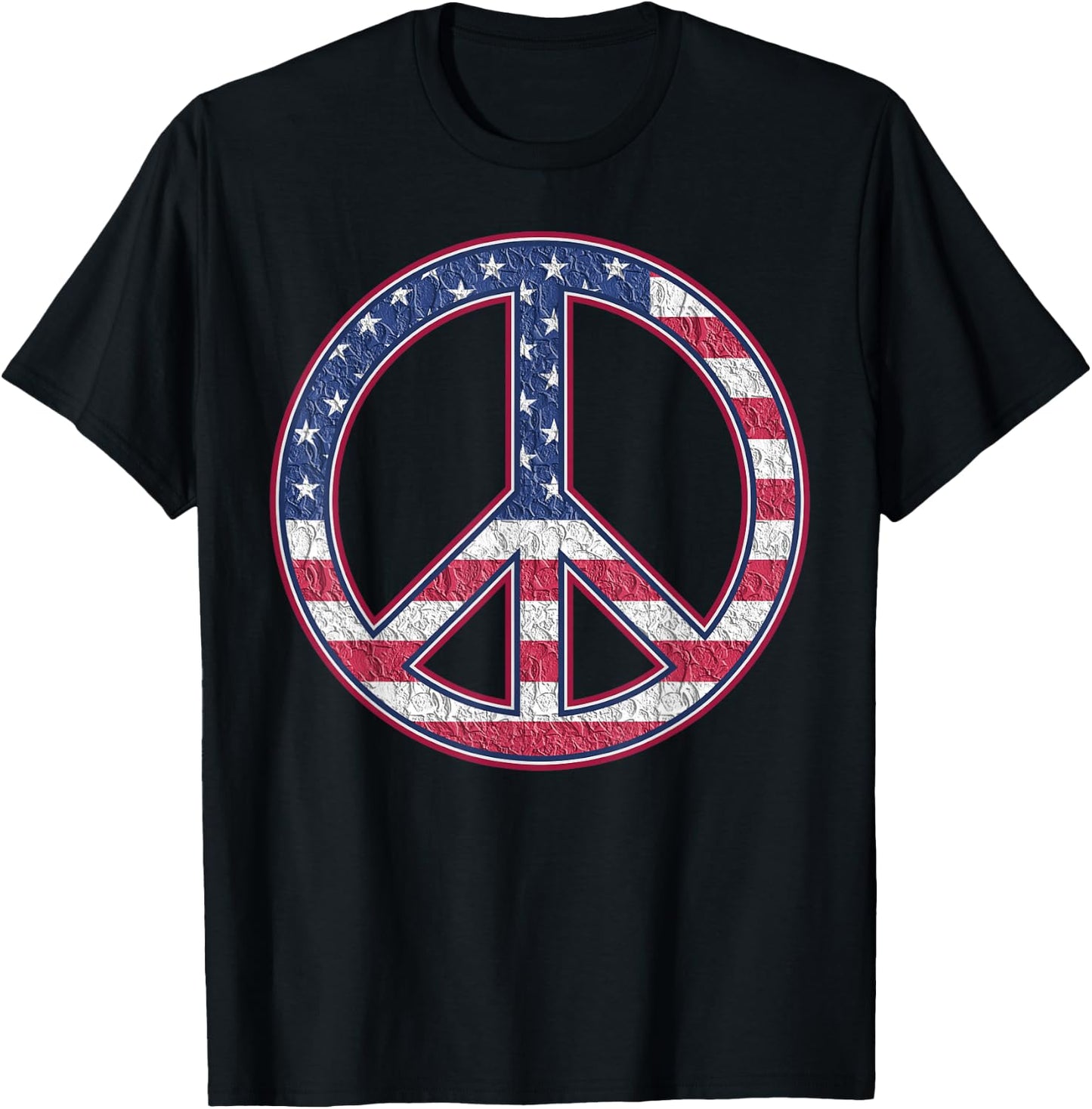 American Flag Peace Sign - America Pride - USA Proud Patriot T-Shirt - T-Shirt | Black