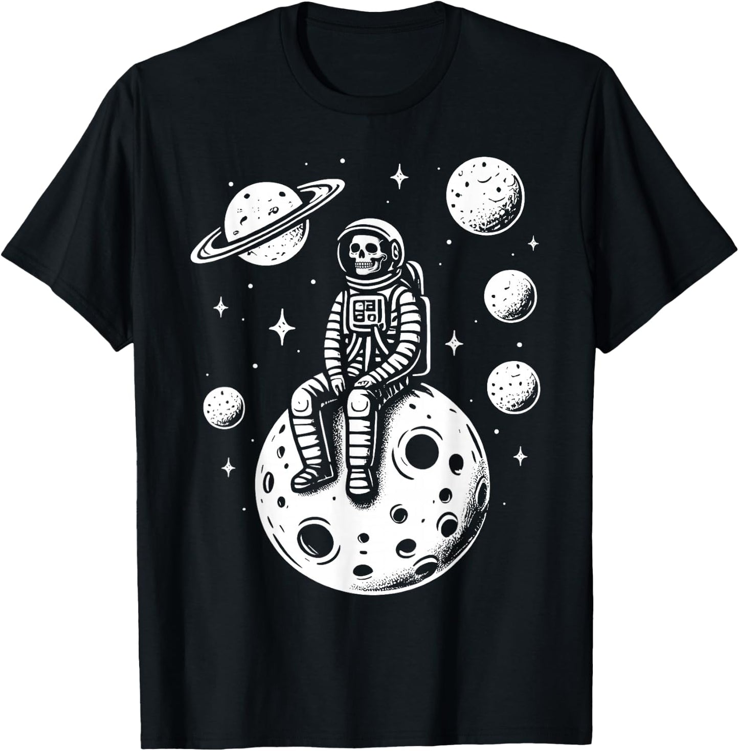Halloween Skeleton Astronaut Fun Costume Men Women Kids Boys T-Shirt - T-Shirt | Black