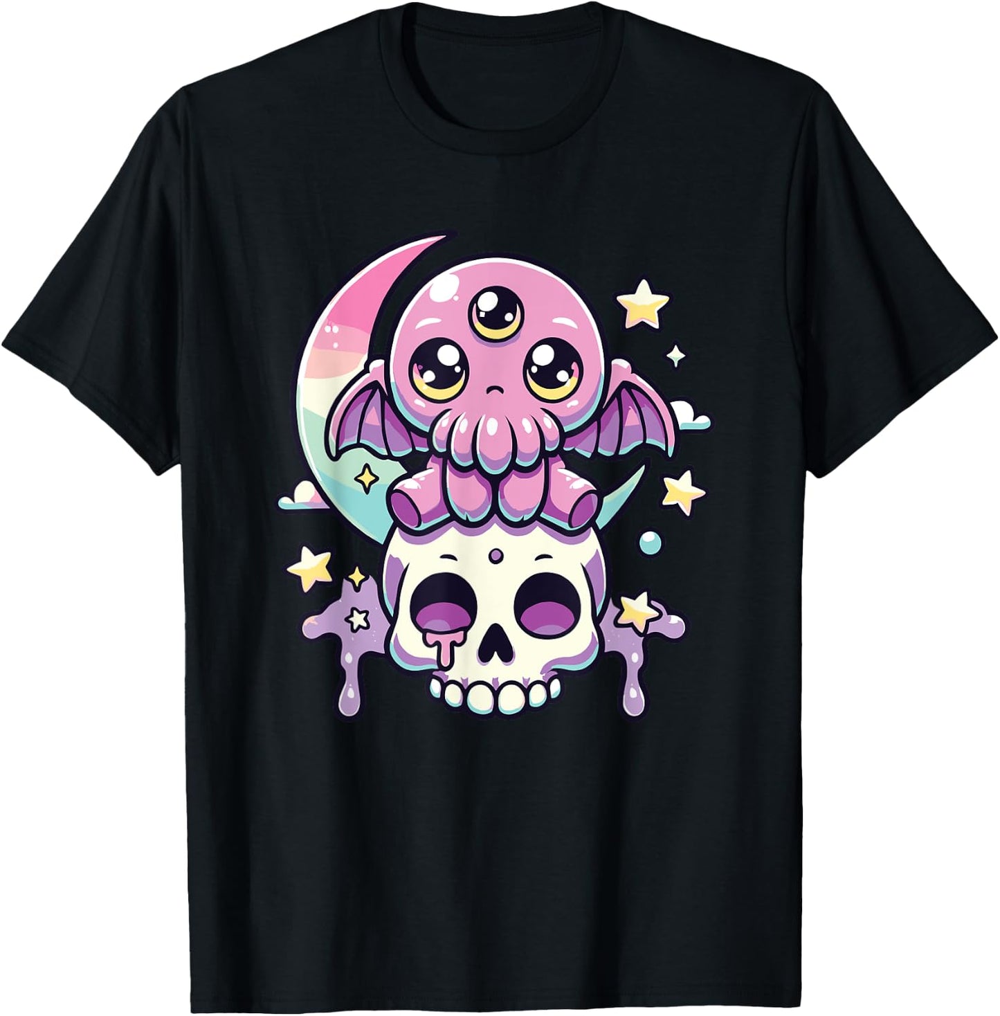 Kawaii Gothic Cthulhu Pastel Colors Gothic Goth Cthulhu T-Shirt - T-Shirt | Black