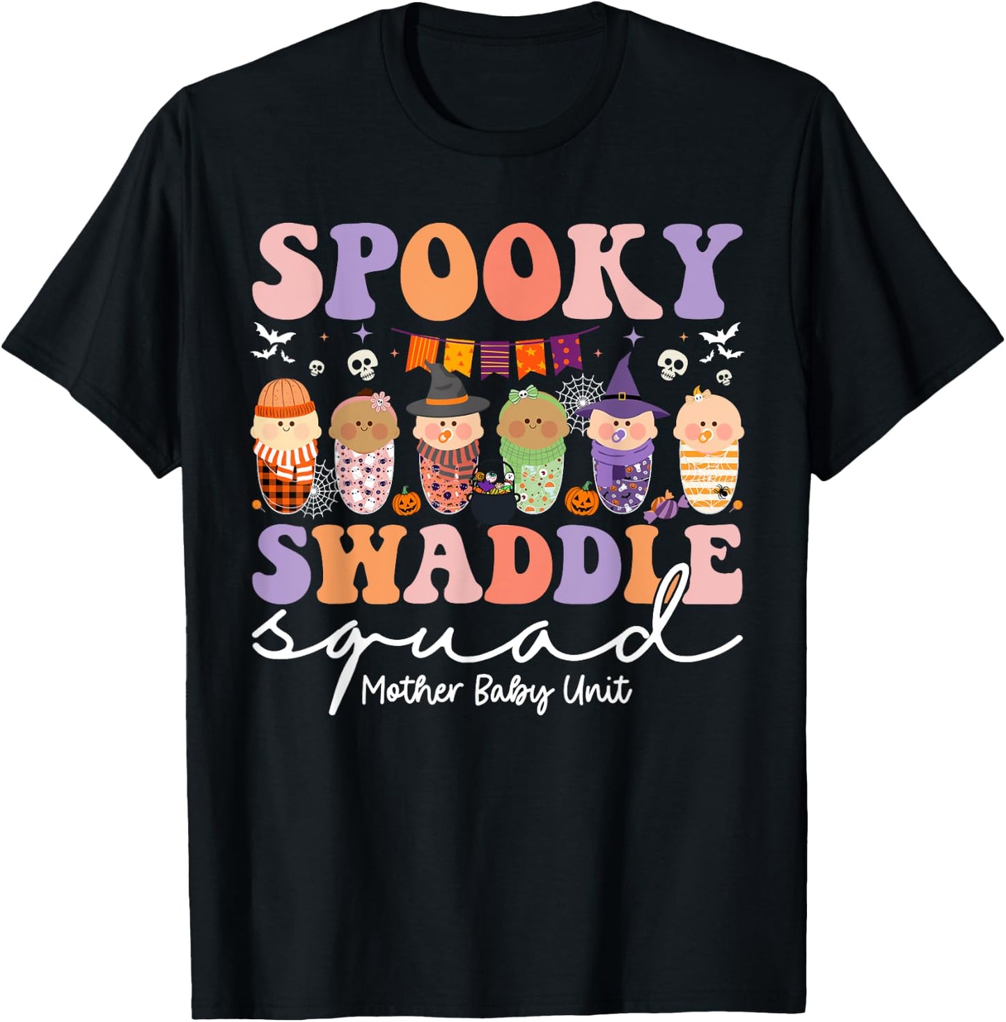 Spooky Swaddle Squad Mother Baby Unit Halloween T-Shirt - T-Shirt | Black