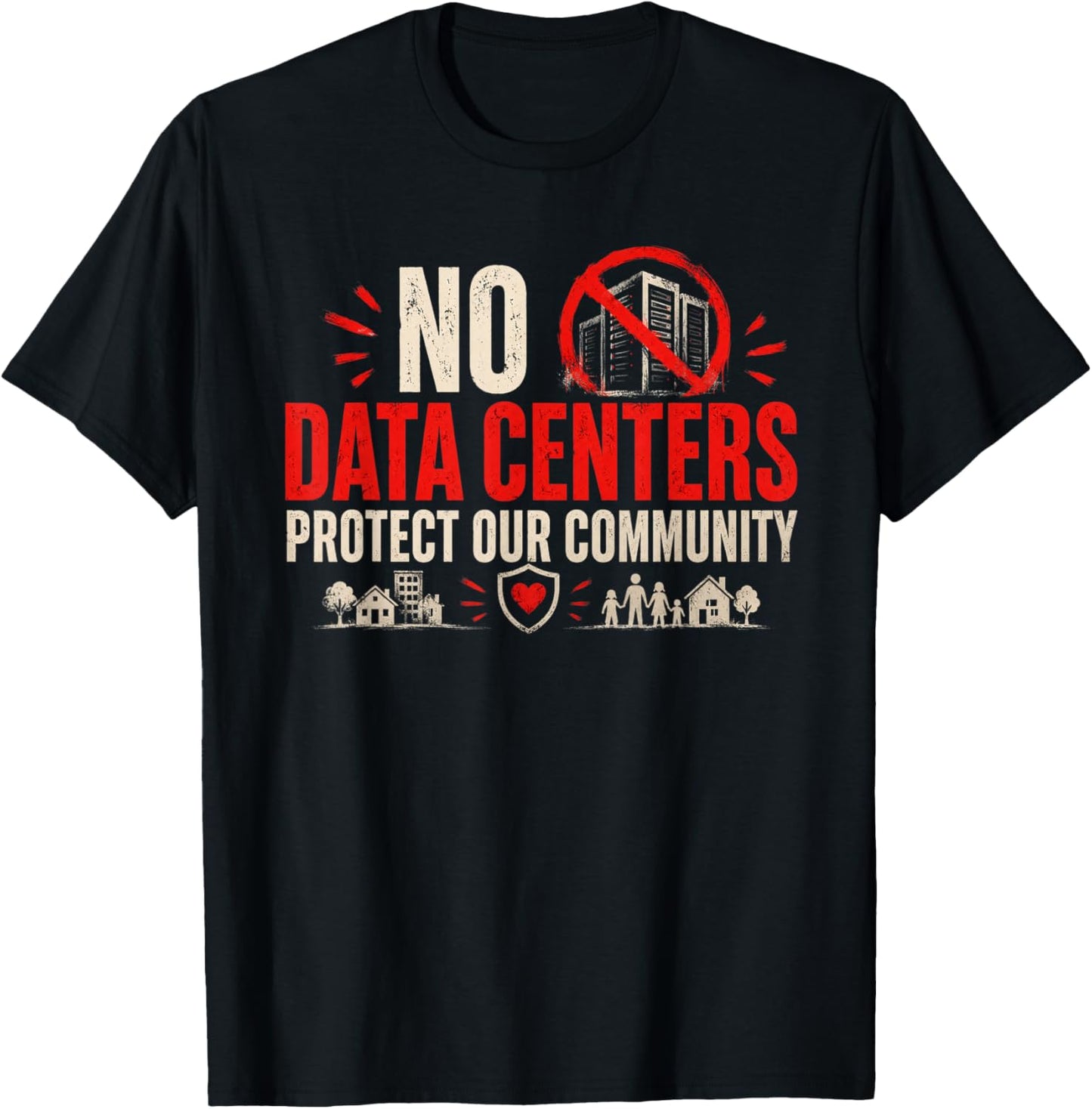 No Data Centers Protect Our Community Retro T-Shirt - T-Shirt | Black