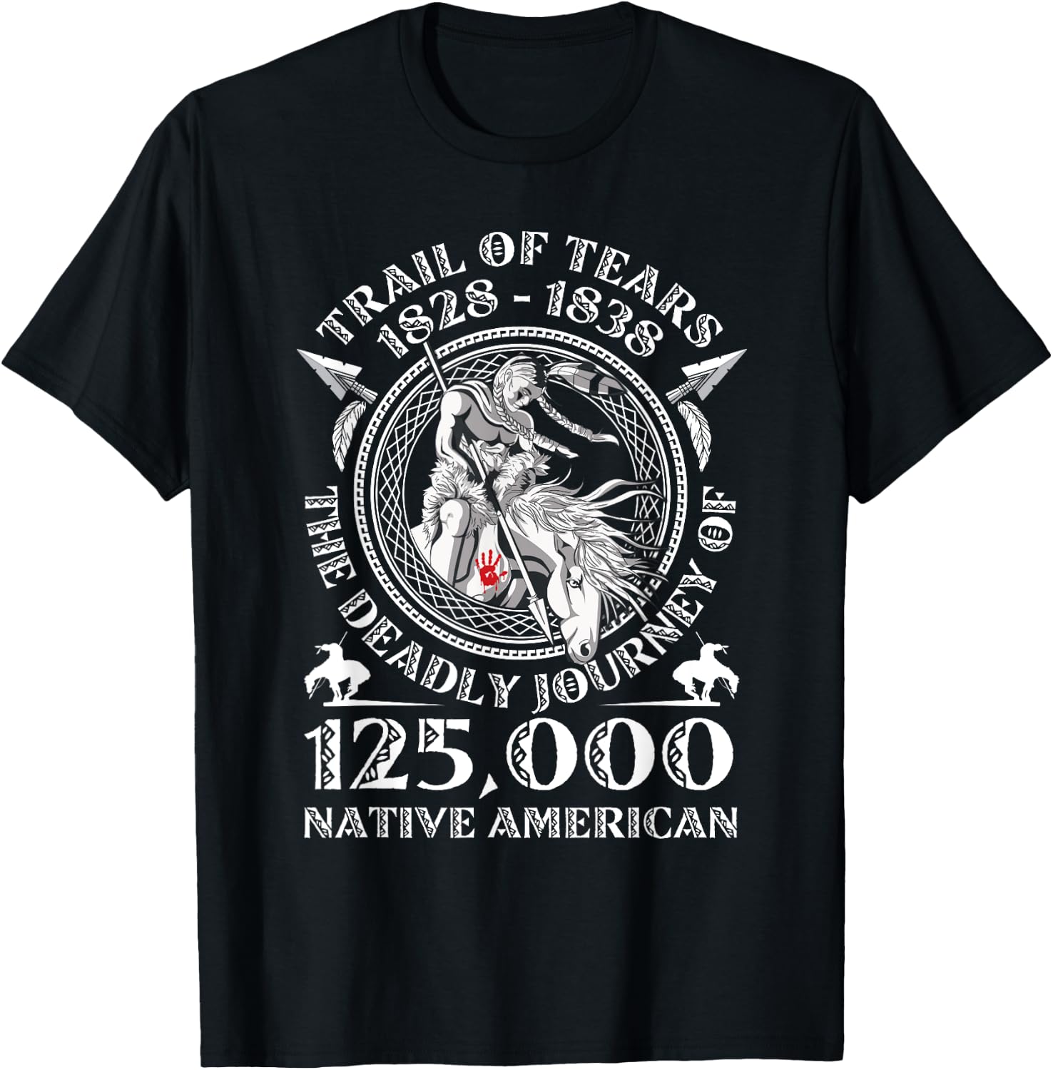 Native American - Trail Of Tears The Deadly Journey 125000 T-Shirt - T-Shirt | Black