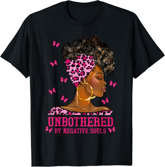 Unbothered Afro Woman Black Girl Leopard Melanin Black Queen T-Shirt - T-Shirt | Black