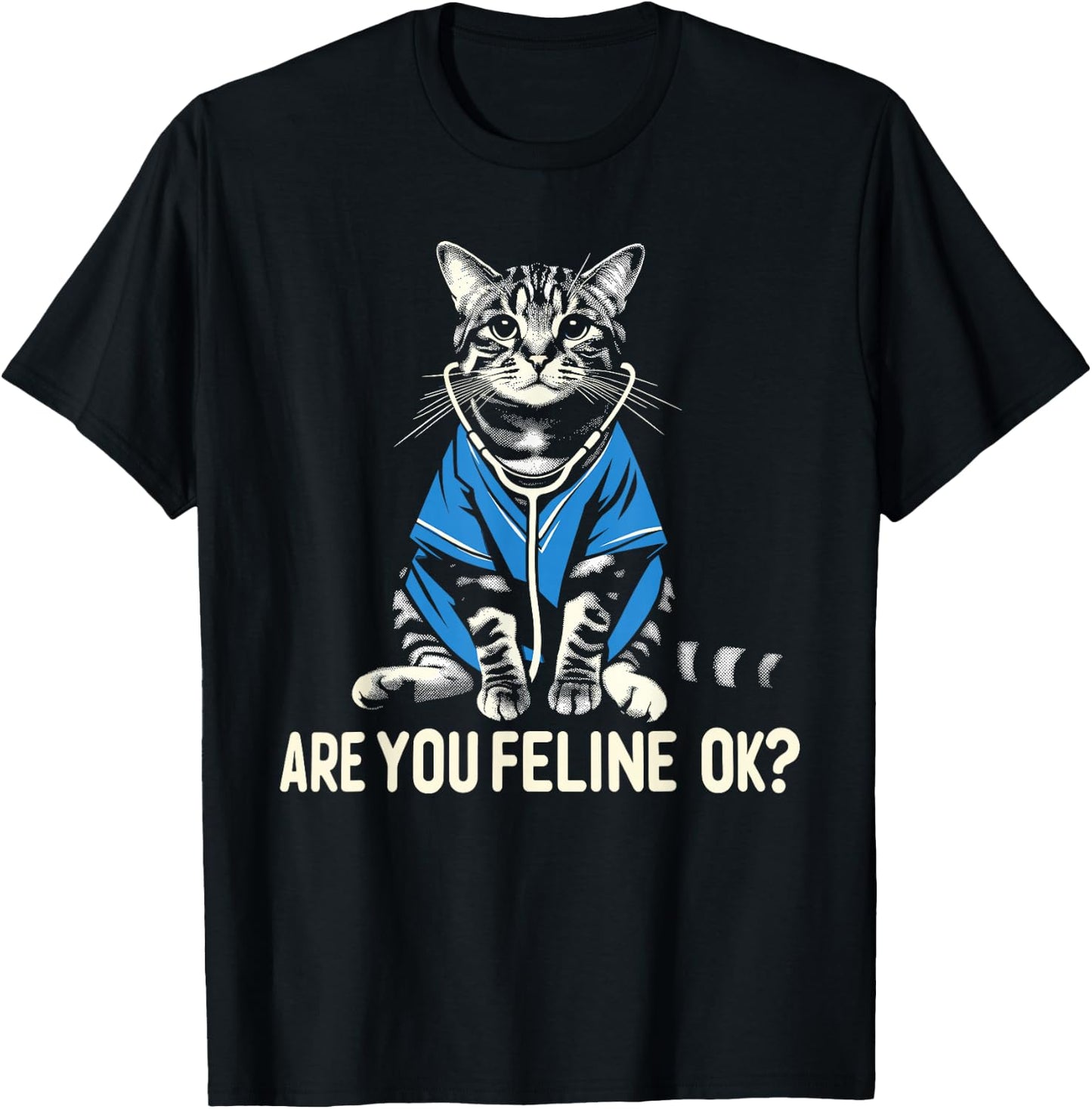 Retro Cat Nurse Gifts Nurse Week Gifts Men Women Funny Nurse T-Shirt - T-Shirt | Black