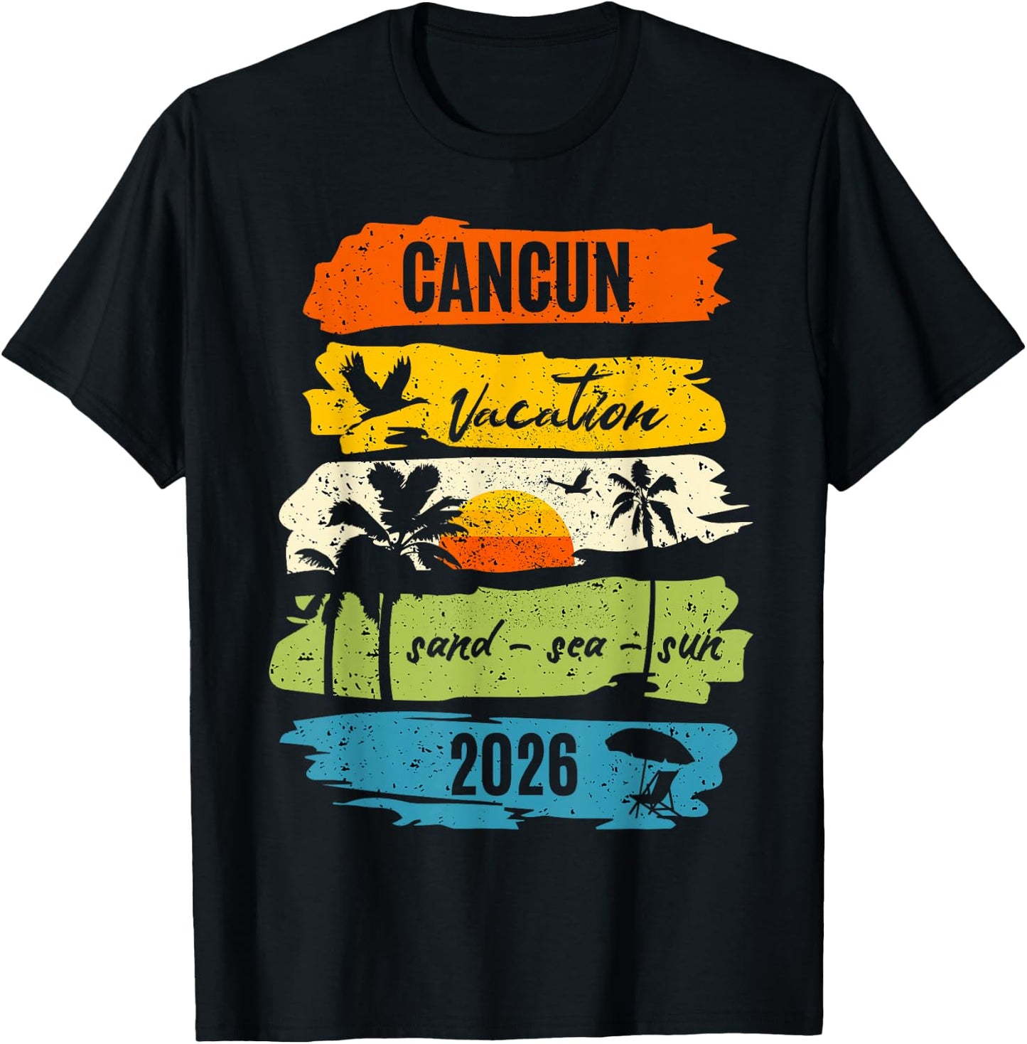 Family Vacation Cancun Mexico 2026 Retro Matching Group T-Shirt - T-Shirt | Black
