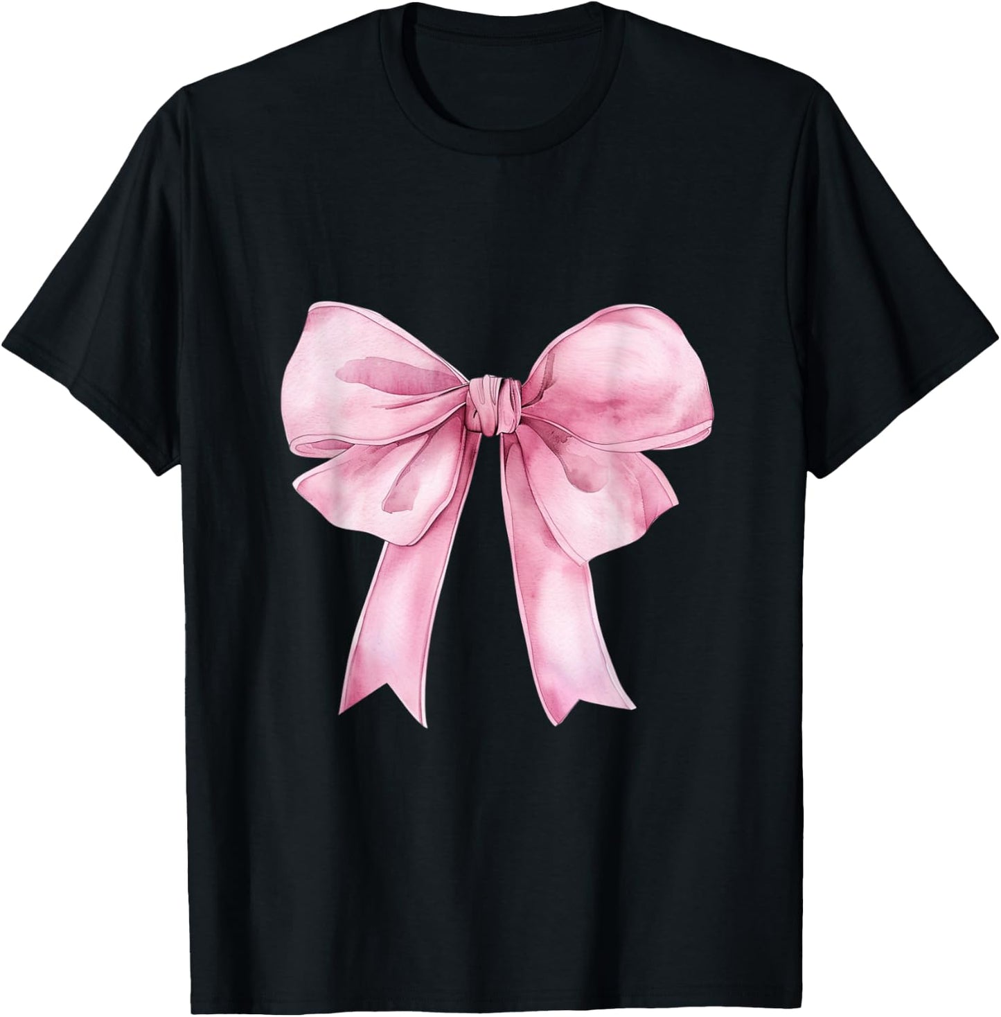 Coquette Pink Bow Girls Cute Pink Coquette Bow T-Shirt - T-Shirt | Black