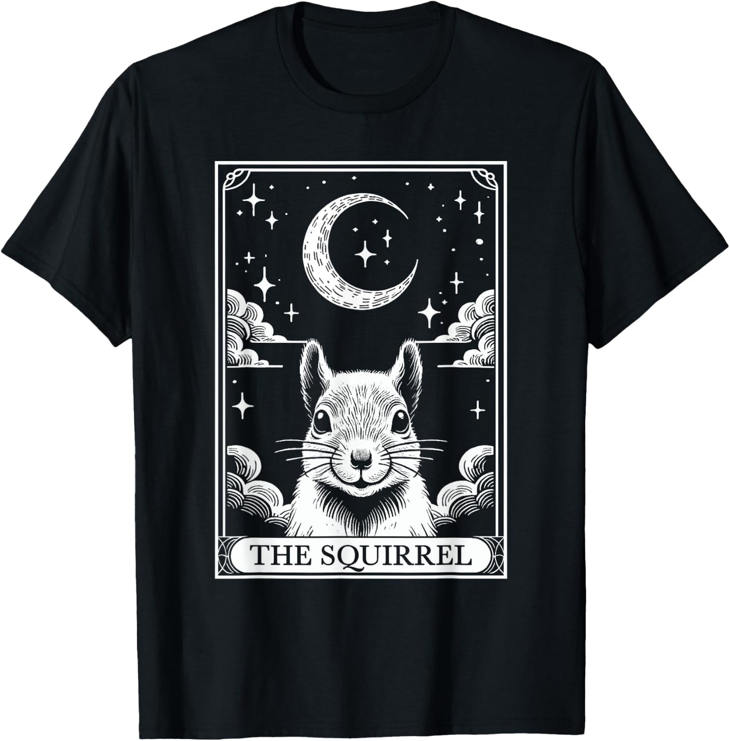 Tarot Card Vintage Crescent Moon Squirrel Animal Lovers T-Shirt - T-Shirt | Black
