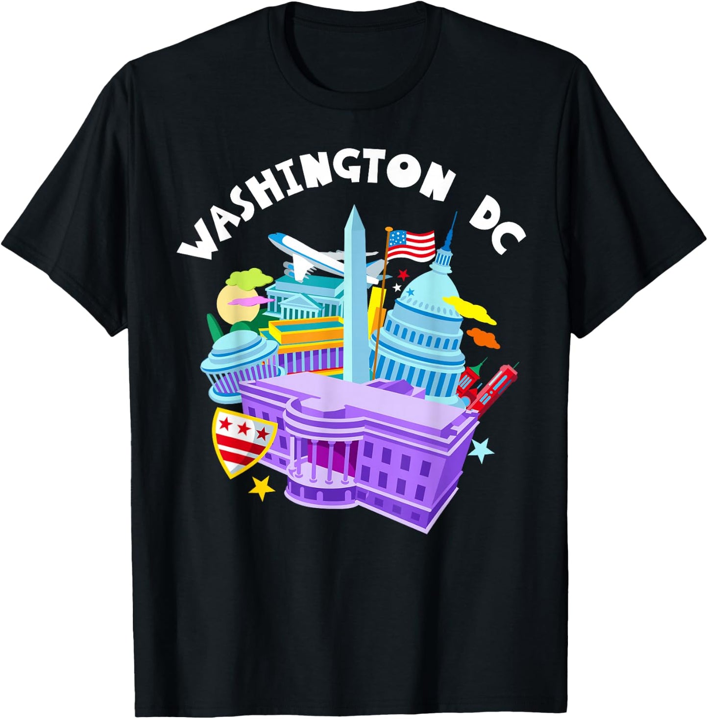 Washington D.C.Vacation Cherry Blossom White House Capitol T-Shirt - T-Shirt | Black