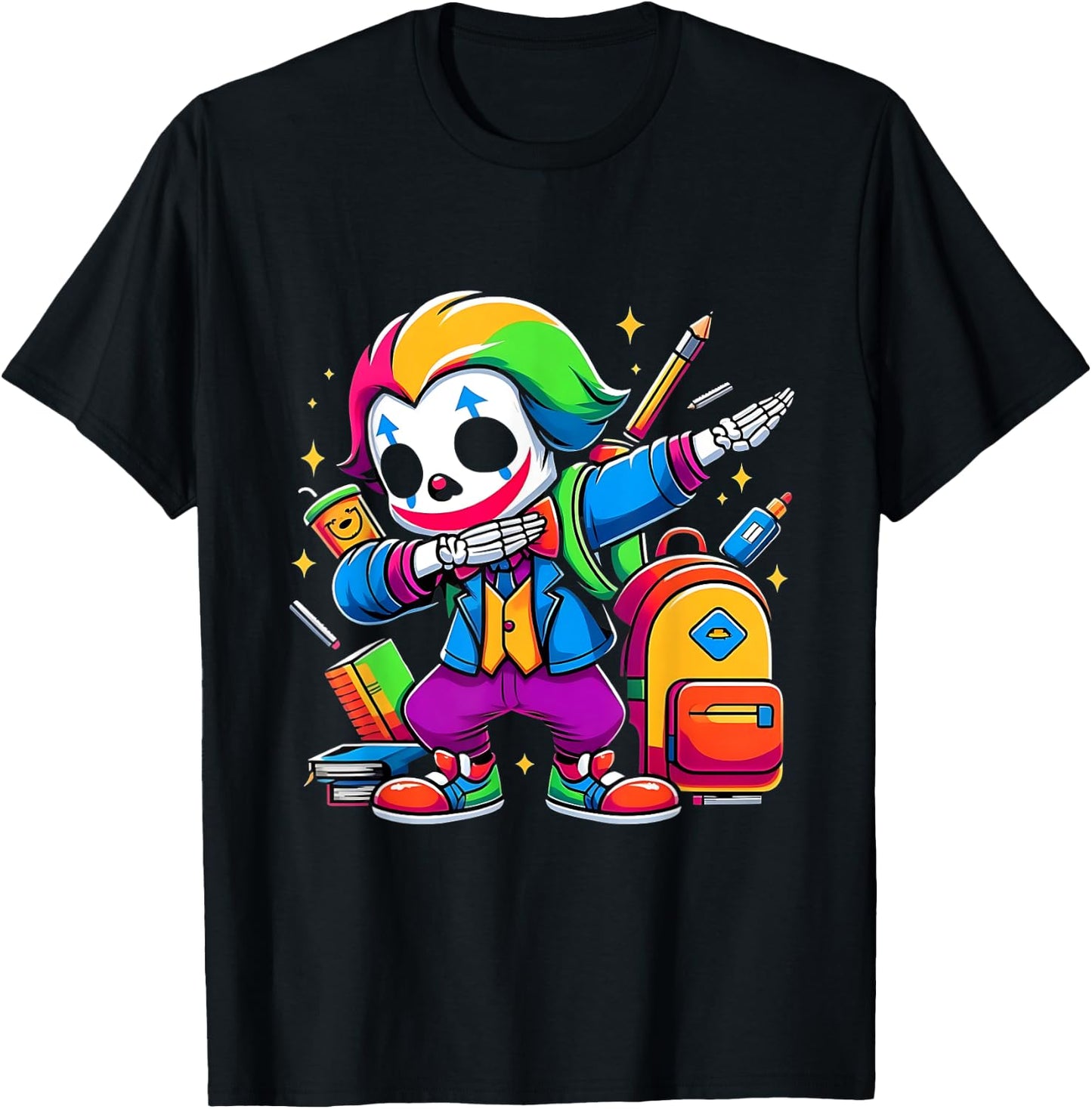 Funny Dab Clown Dabbing Costumes Spooky Halloween Skeleton T-Shirt - T-Shirt | Black