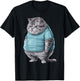 Funny Fat Sad Cat Art Design Fat Kitten Cat Lover Fat Cat Women Girls Kids T-Shirt - T-Shirt | Black