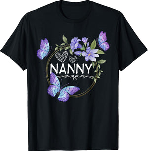 Nanny shirt with butterflies Mother's Day T-Shirt - T-Shirt | Black