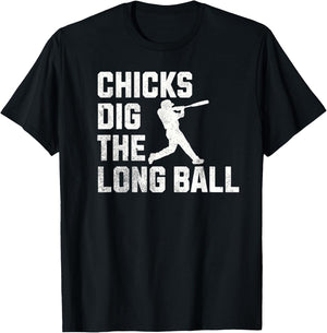 Funny BaseBall Chicks Dig The Long Ball T-Shirt - T-Shirt | Black