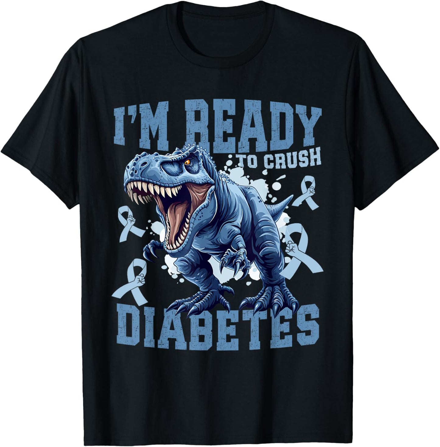 T1D Diabetes Awareness Kids T Rex T-Shirt - T-Shirt | Black