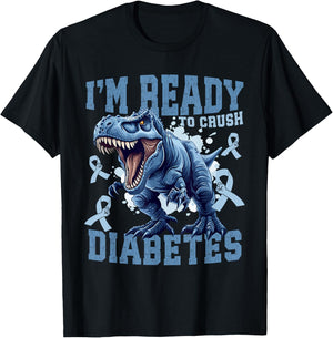 T1D Diabetes Awareness Kids T Rex T-Shirt - T-Shirt | Black