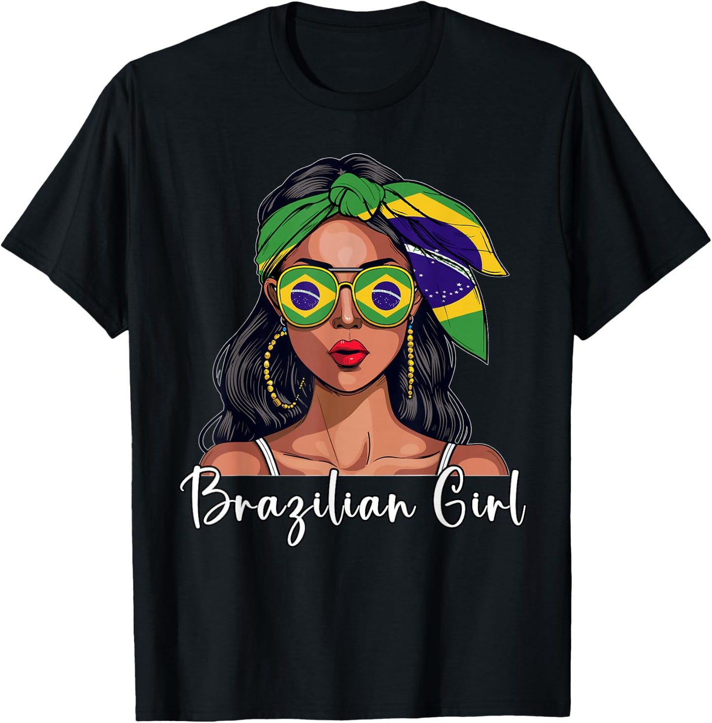 Brazilian Souvenirs Products Woman Flag Girl Brasil T-Shirt - T-Shirt | Black