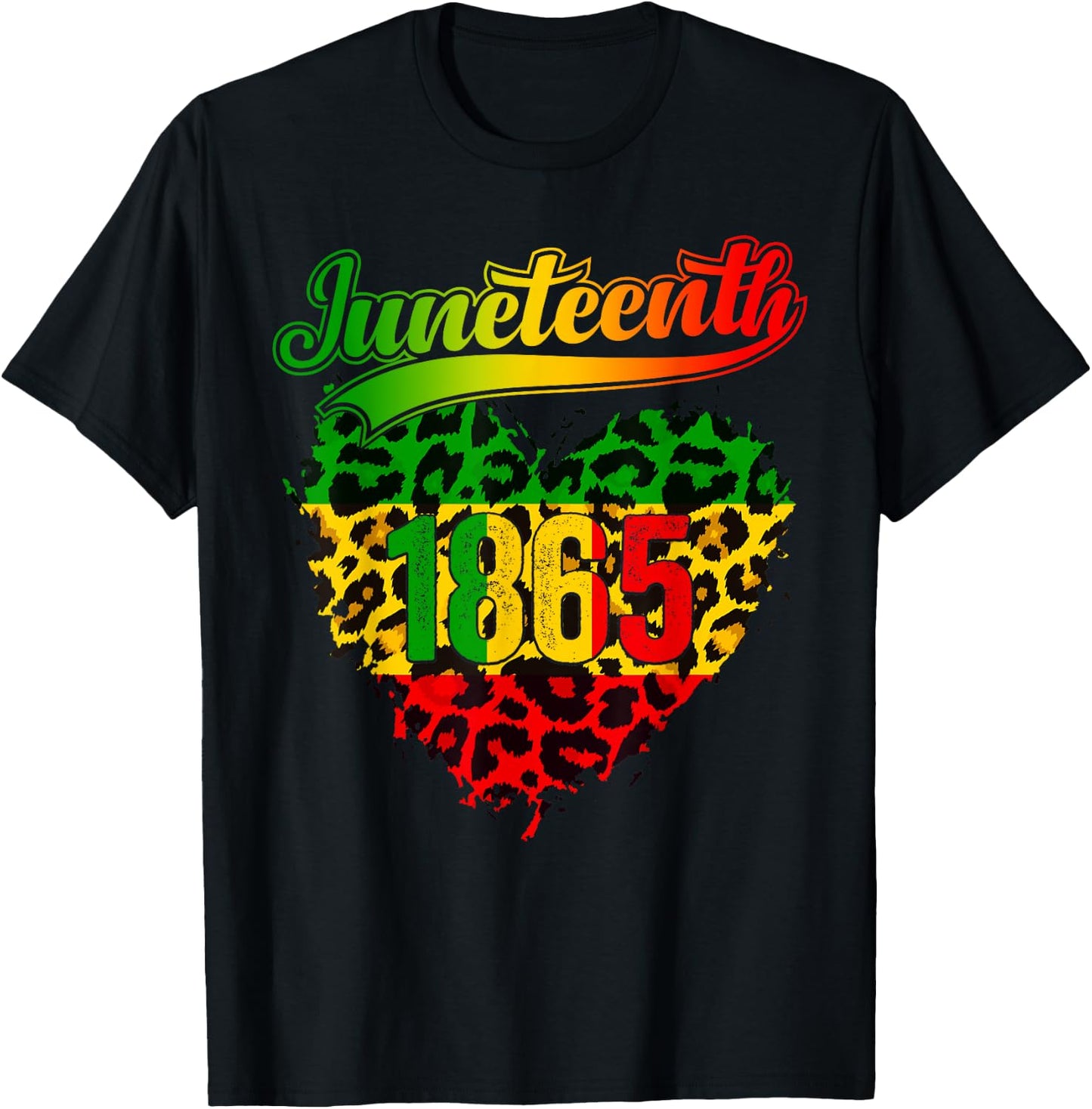 Celebrate African American Freedom Day Heart 1865 Juneteenth T-Shirt - T-Shirt | Black