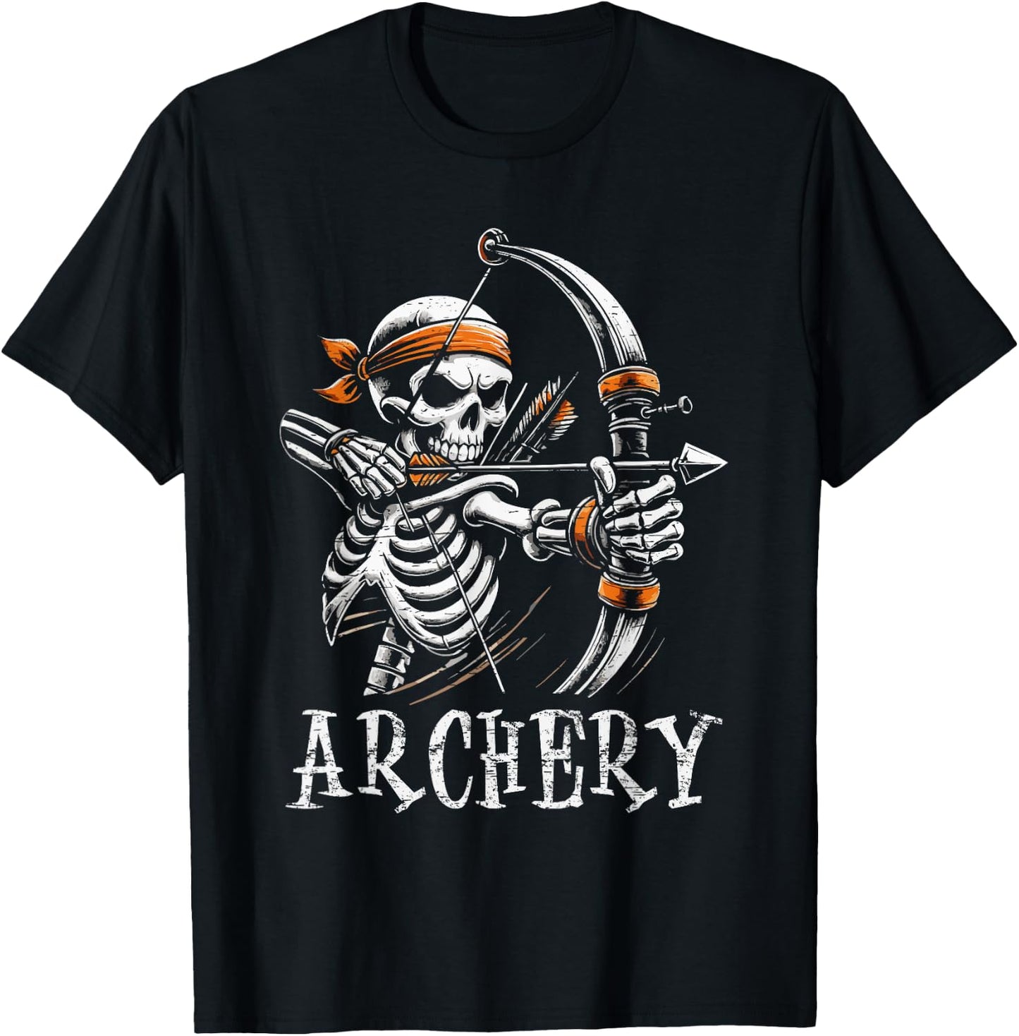 Archery Skeleton Skull Bow Arrow Archer T-Shirt - T-Shirt | Black