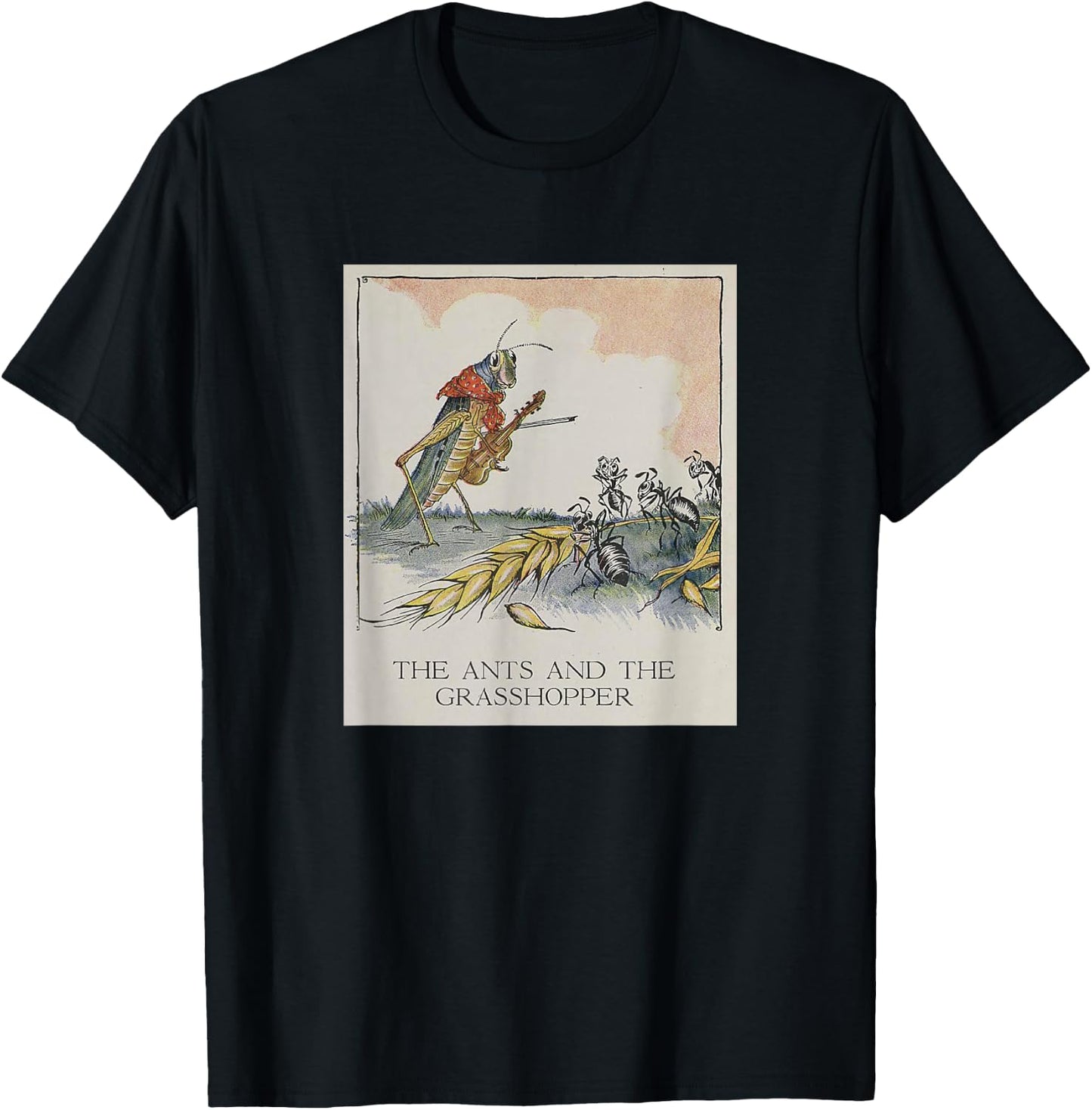 The Ants and The Grasshopper - Aesop's Fables T-Shirt - T-Shirt | Black