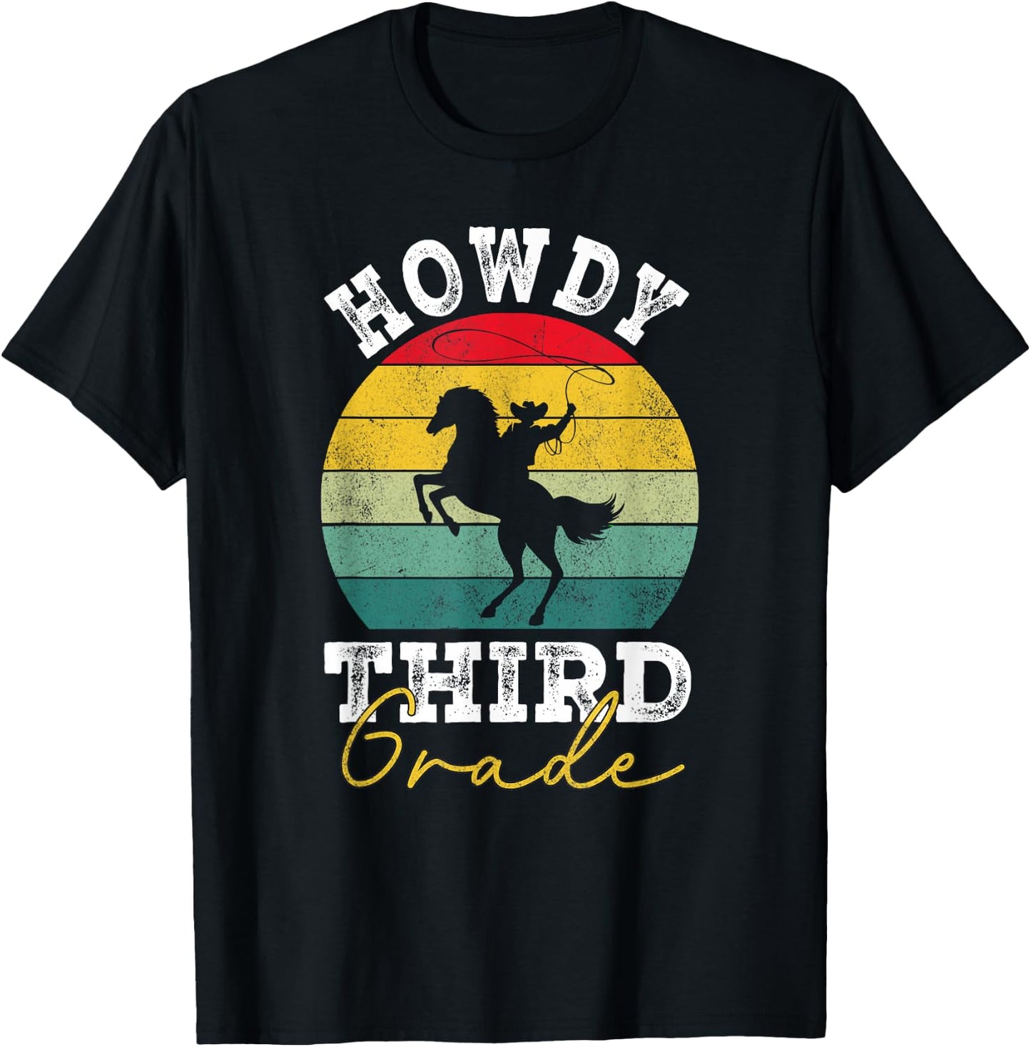 Howdy 3rd Grade Cowboy Western Back To School Third Grade T-Shirt - T-Shirt | Black