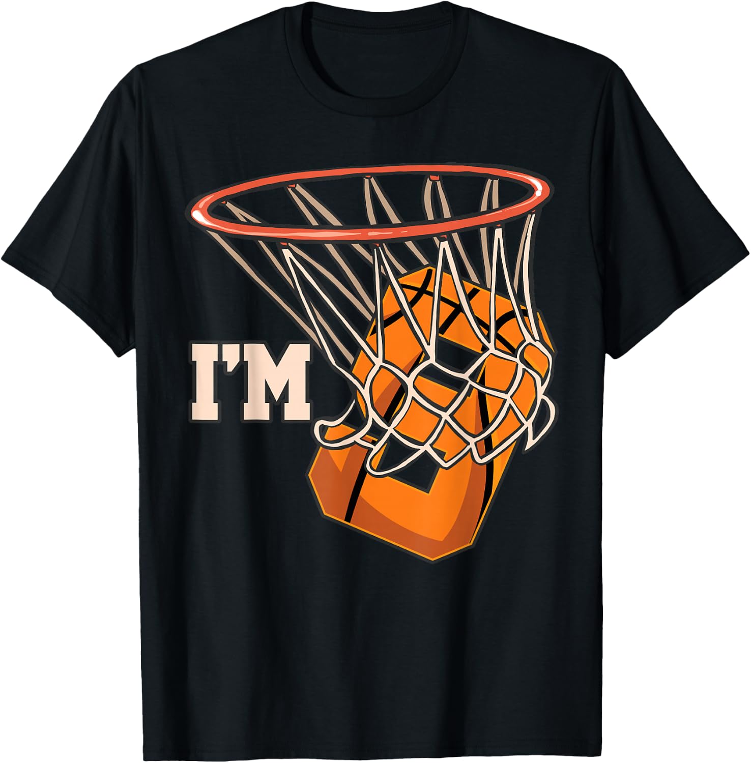 I'm 9 Basketball Theme Birthday Party Celebration 9th T-Shirt - T-Shirt | Black