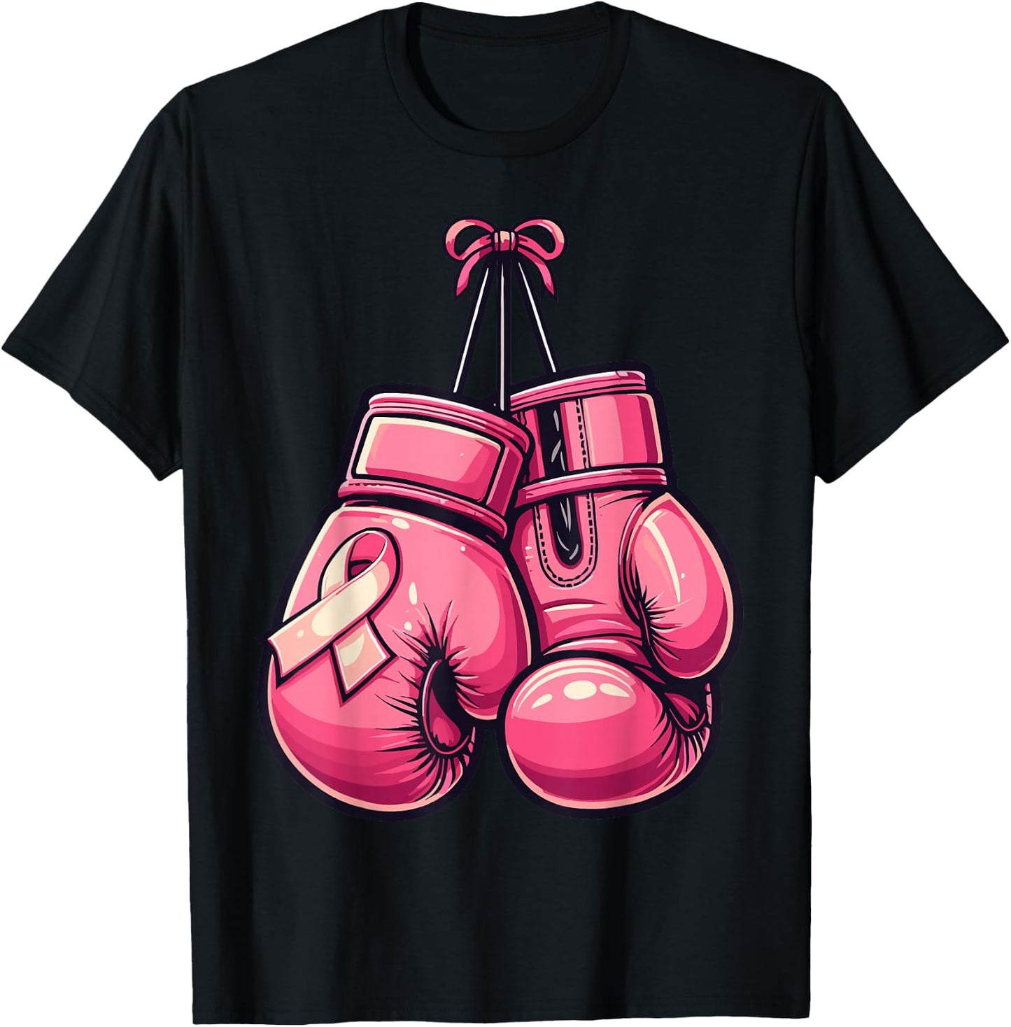 Breast Cancer Boxing Glove Pink Ribbon Awareness Fight Women T-Shirt - T-Shirt | Black