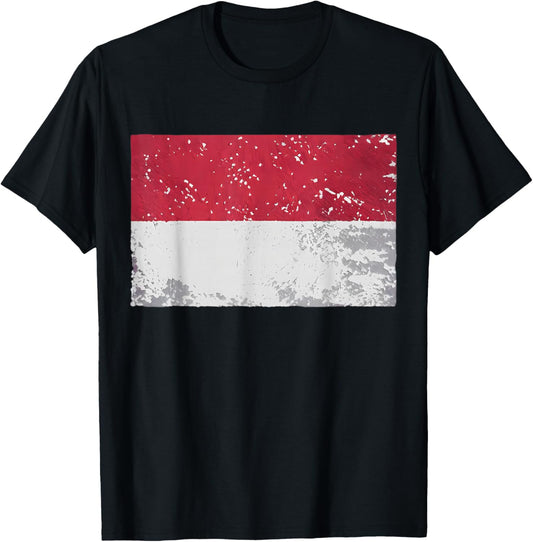 Vintage Flag Of Indonesia Distressed Proud Indonesian Pride T-Shirt - T-Shirt | Black
