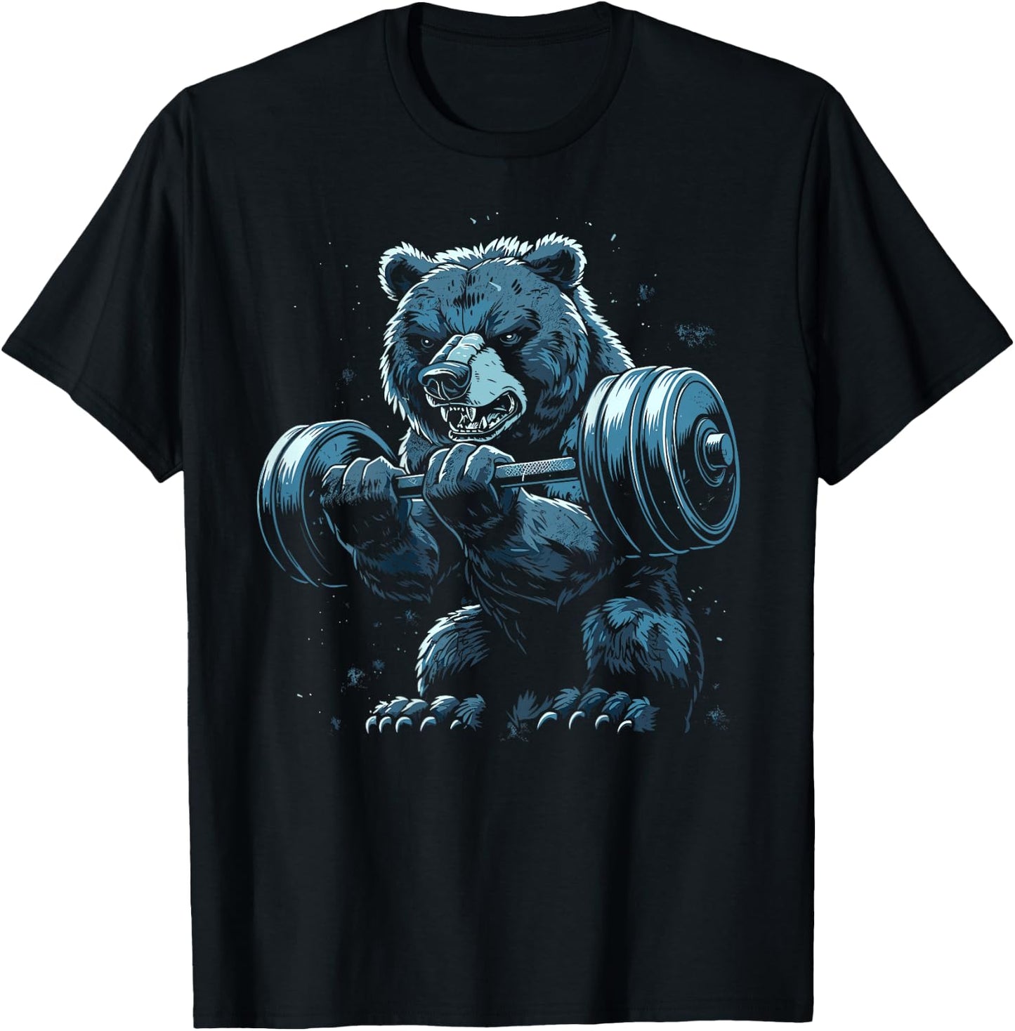 Bear Gym Fitness Back Printed T-Shirt - T-Shirt | Black