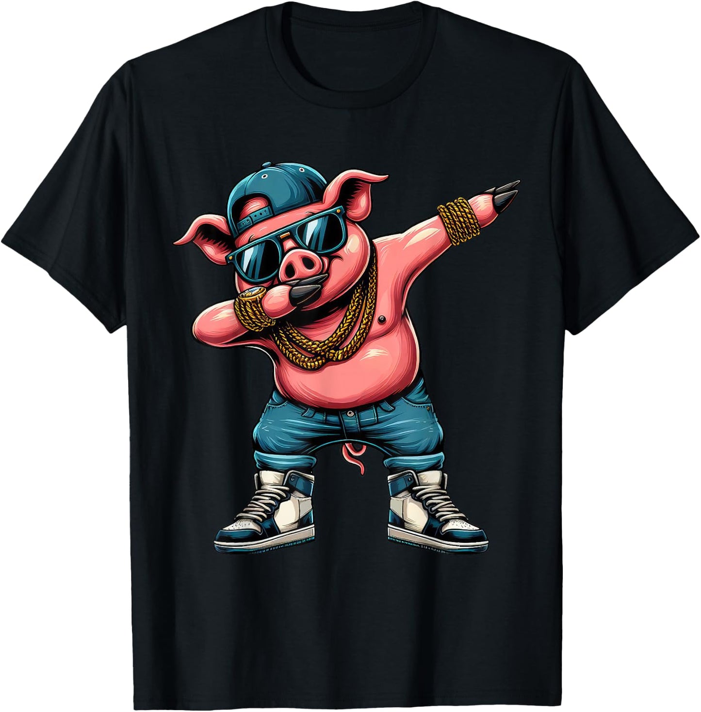 Dabbing Pig Funny Pig Dab Dance Boys Girls Kids T-Shirt - T-Shirt | Black