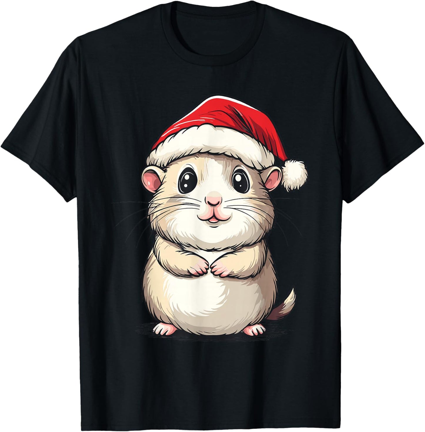 Hamster Santa Hat Pet Lover Boys Girls Kids Christmas Pajama T-Shirt - T-Shirt | Black