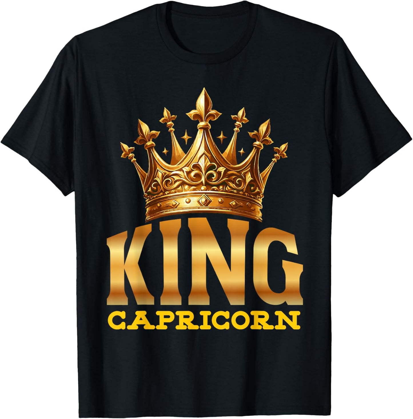 King Capricorn Goat Zodiac Sign Crown T-Shirt - T-Shirt | Black