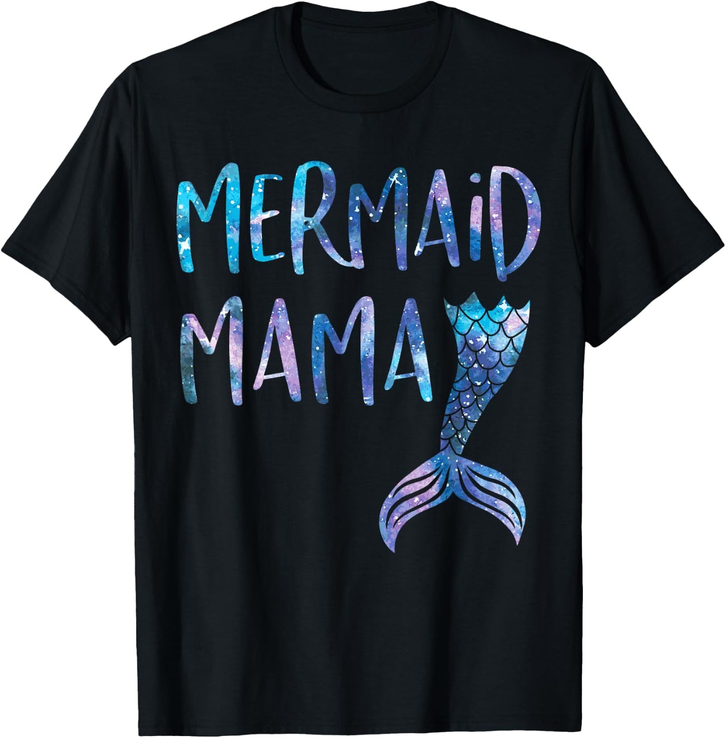 Mermaid Mama Tail Matching Mermaid Squad Birthday Party T-Shirt - T-Shirt | Black