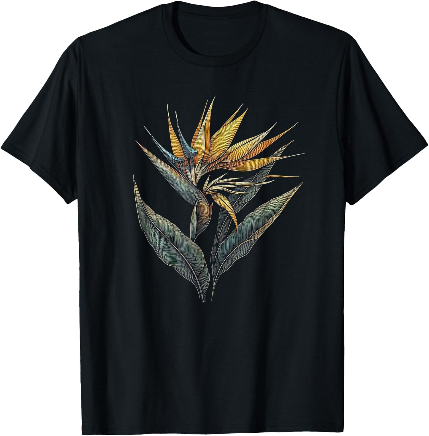 Bird Of Paradise Flower Art Design And Men T-Shirt - T-Shirt | Black