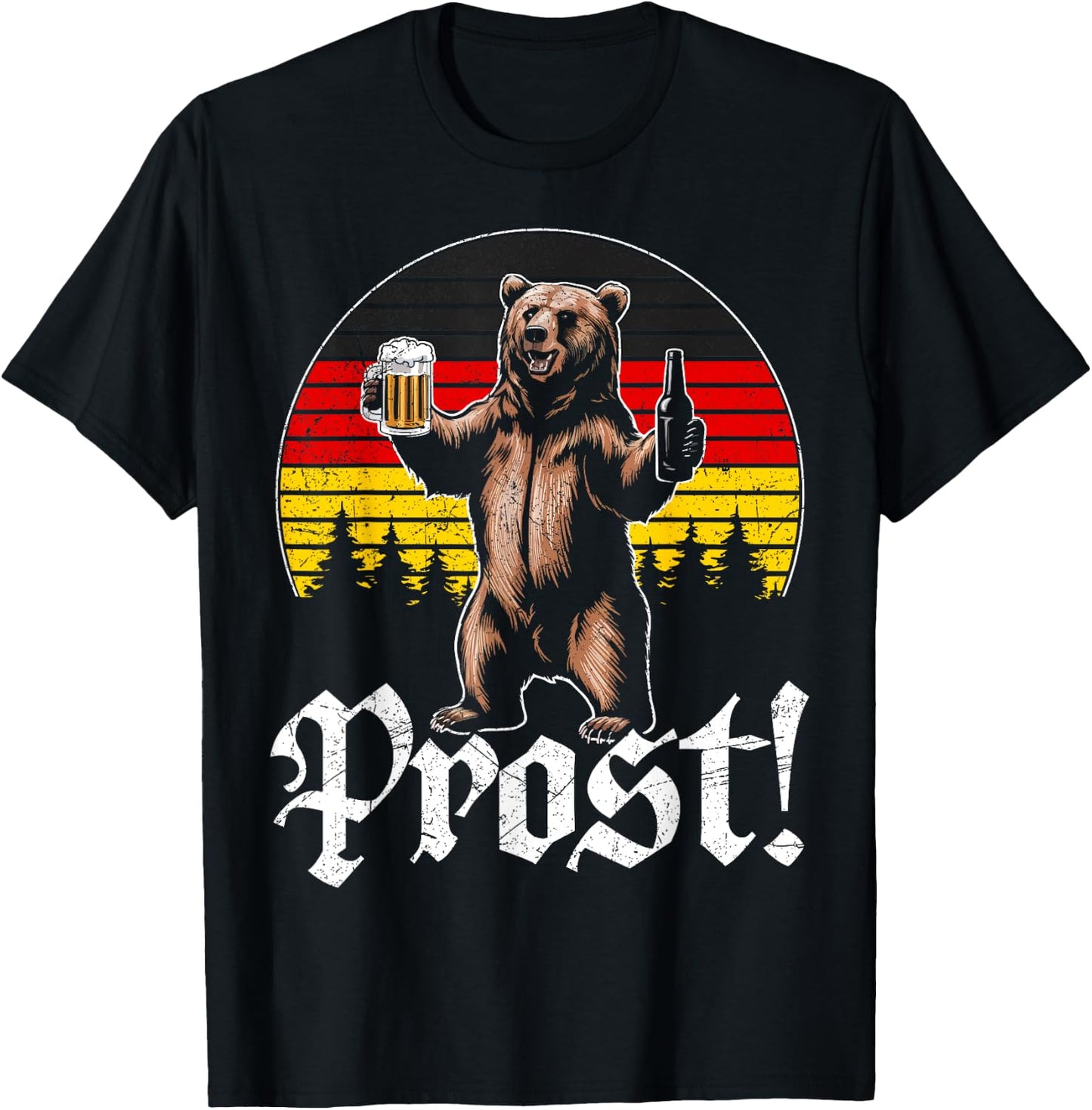 Funny Oktoberfest Cheers Bear Retro Vintage Drinking Costume T-Shirt - T-Shirt | Black