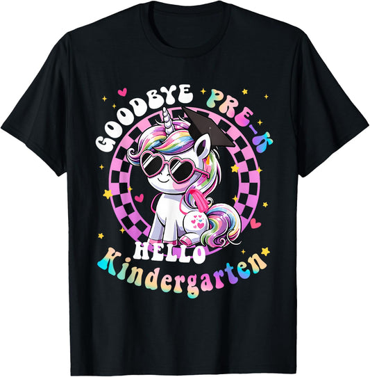 Goodbye Pre-K Hello Kindergarten Graduation Graduate Girls T-Shirt - T-Shirt | Black