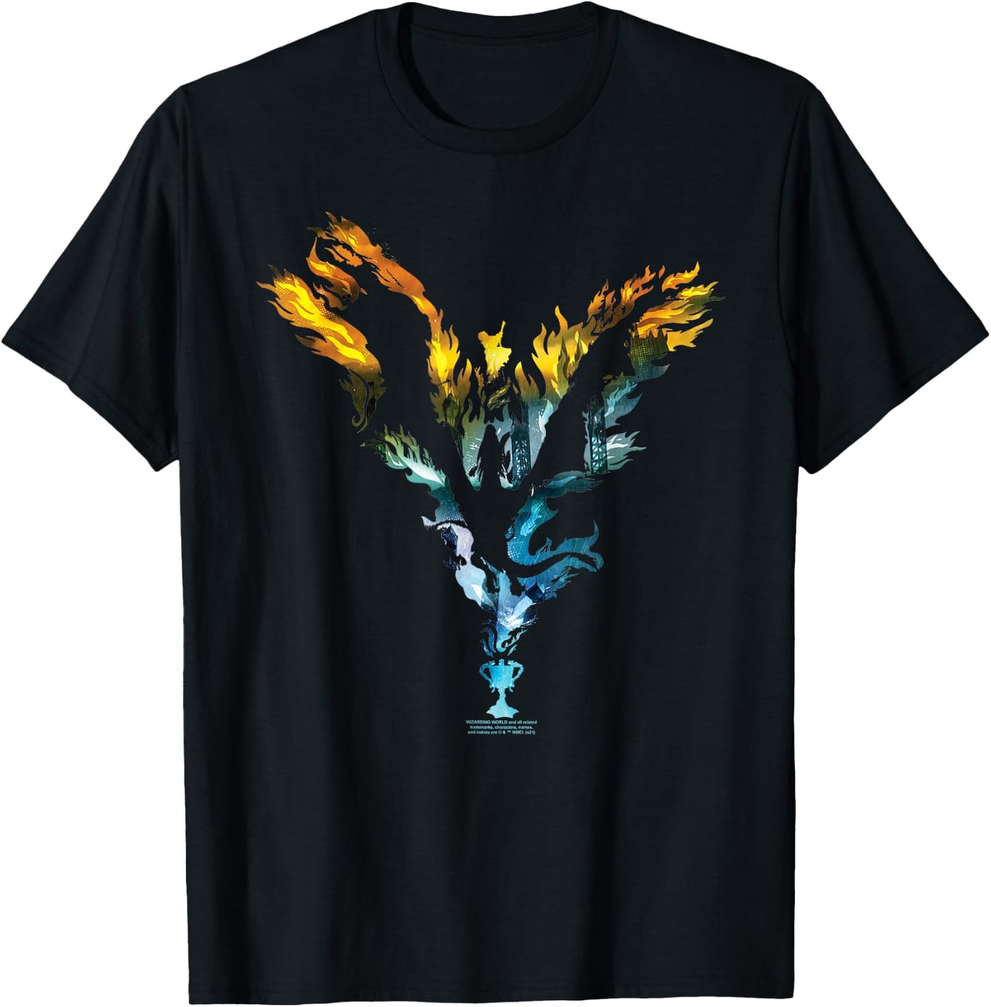 Harry Potter Goblet of Fire Dragon Colour Flames T-Shirt - T-Shirt | Black