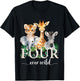 Kids Jungle Birthday Four Ever Wild Zoo Safari Party 4th Animals T-Shirt - T-Shirt | Black