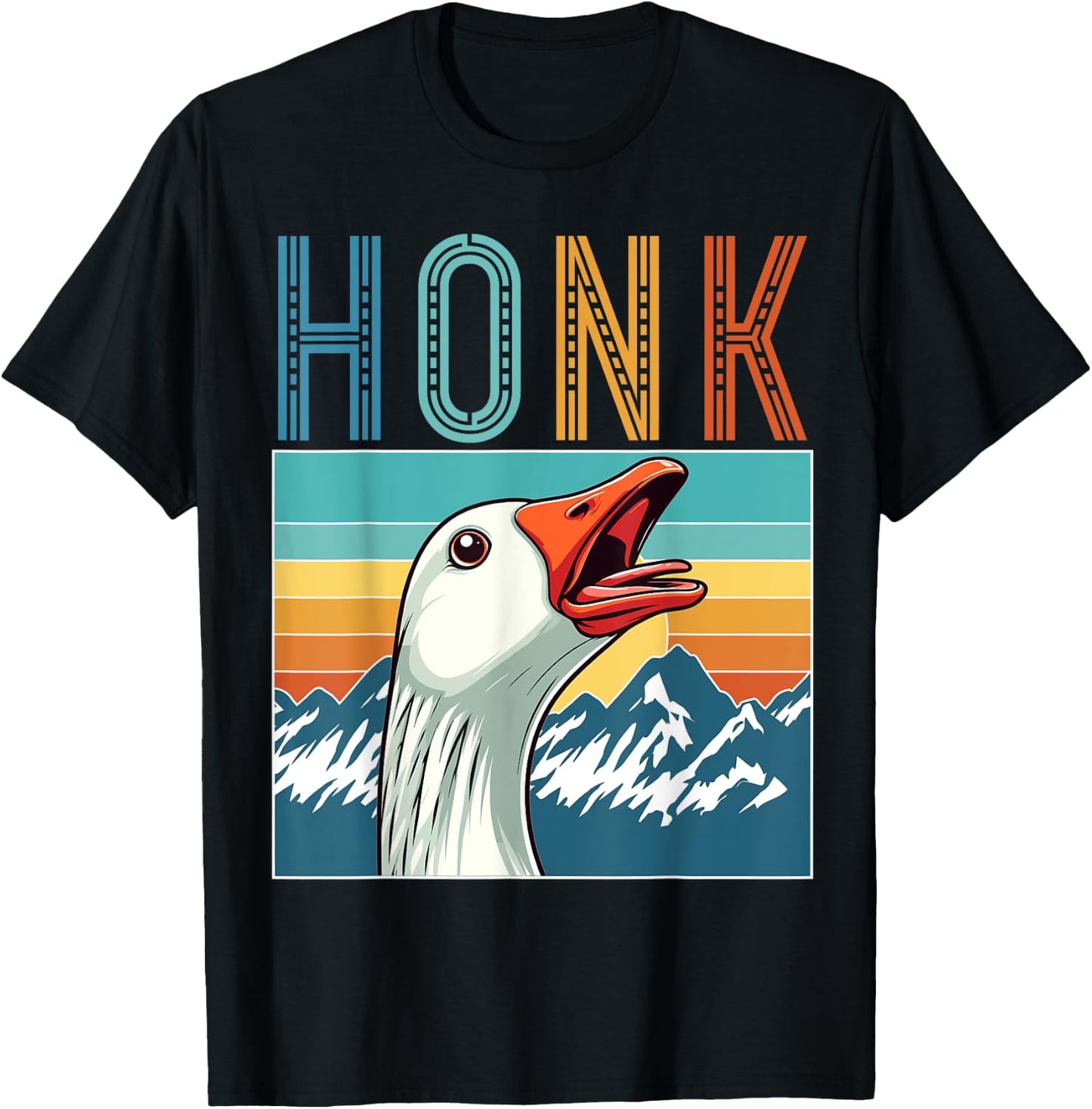 Funny Goose Honk Retro Vintage T-Shirt - T-Shirt | Black