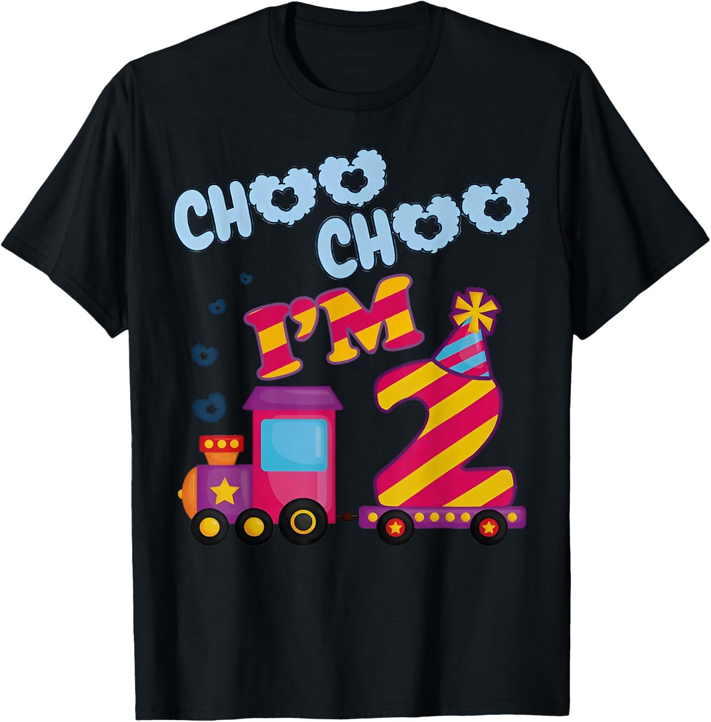 Choo Choo I'm 2nd Birthday Two 2 Year Old Train Kids Toddler T-Shirt - T-Shirt | Black