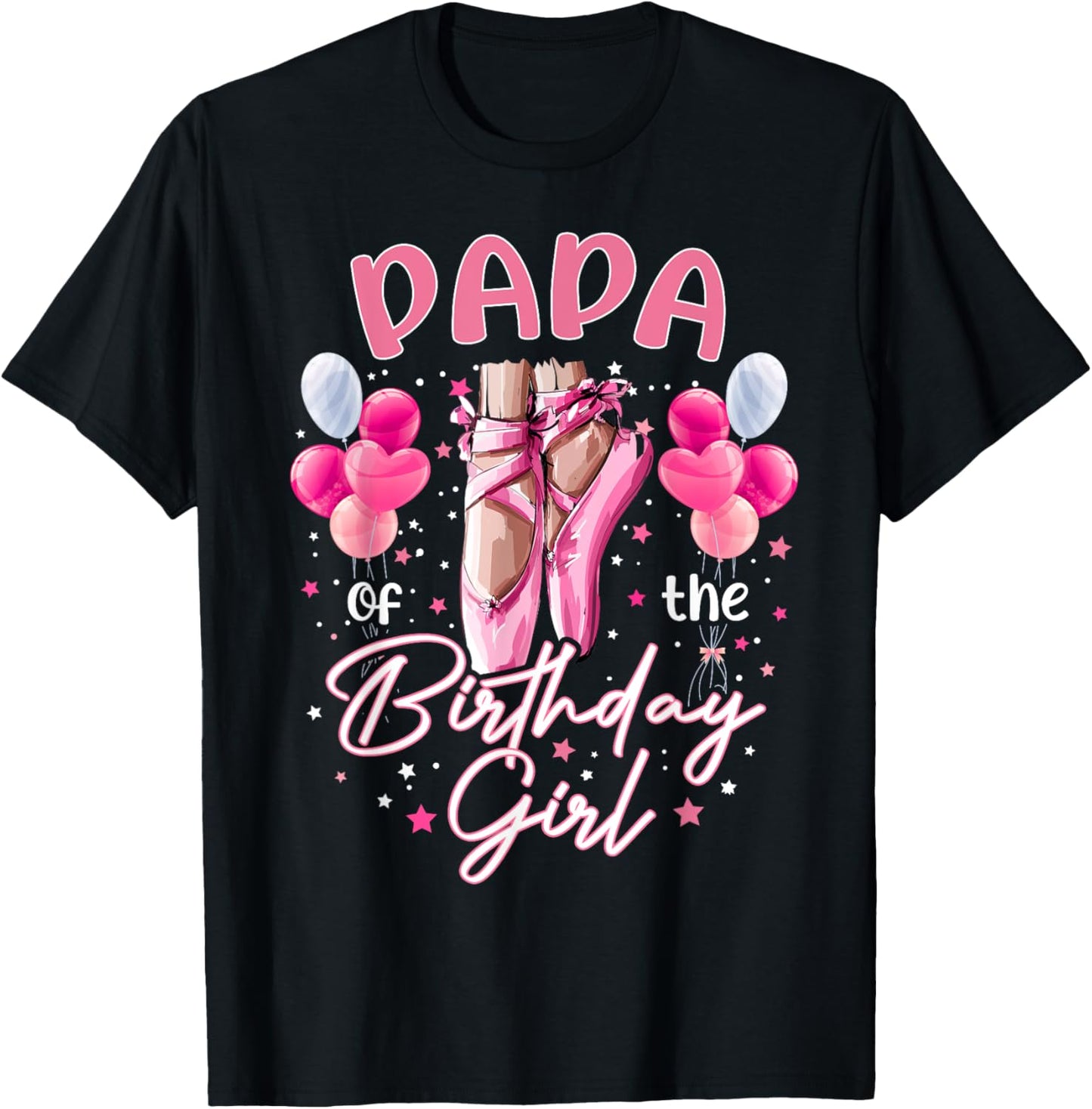 Papa Of The Birthday Girl Ballet Dancer Ballerina Kids T-Shirt - T-Shirt | Black
