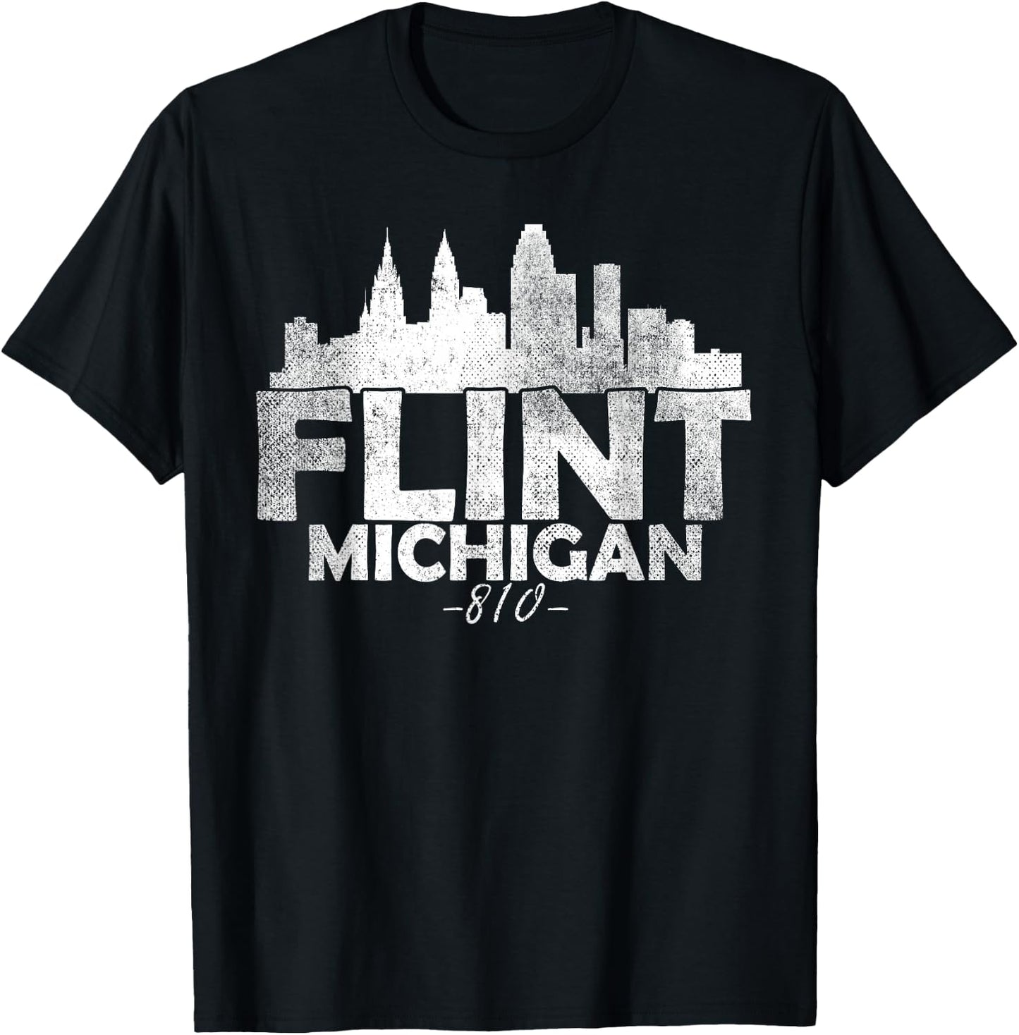 Flint Michigan MI | Skyline T-Shirt - T-Shirt | Black