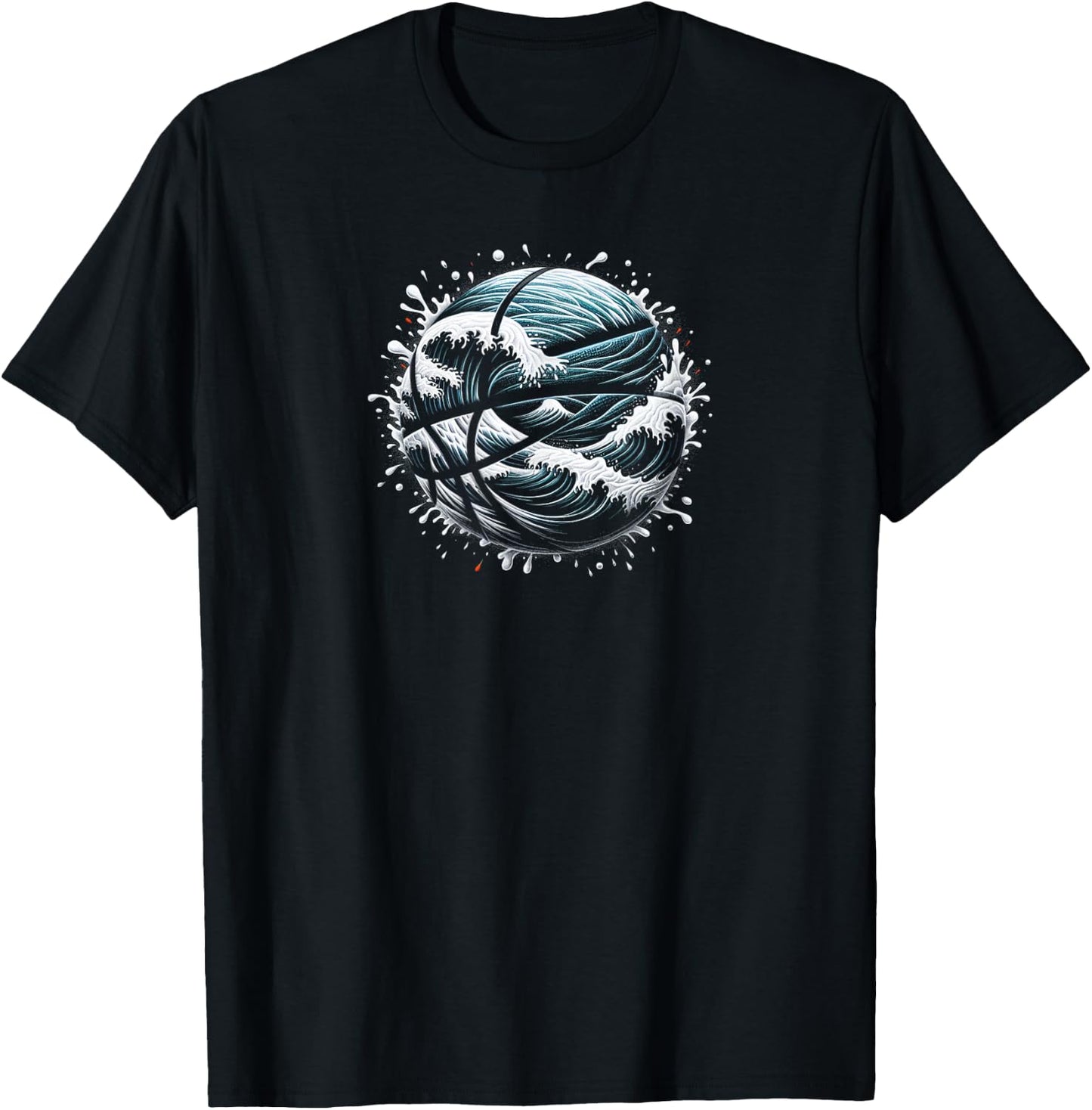 Foam and Waves Basketball Art Design T-Shirt - T-Shirt | Black