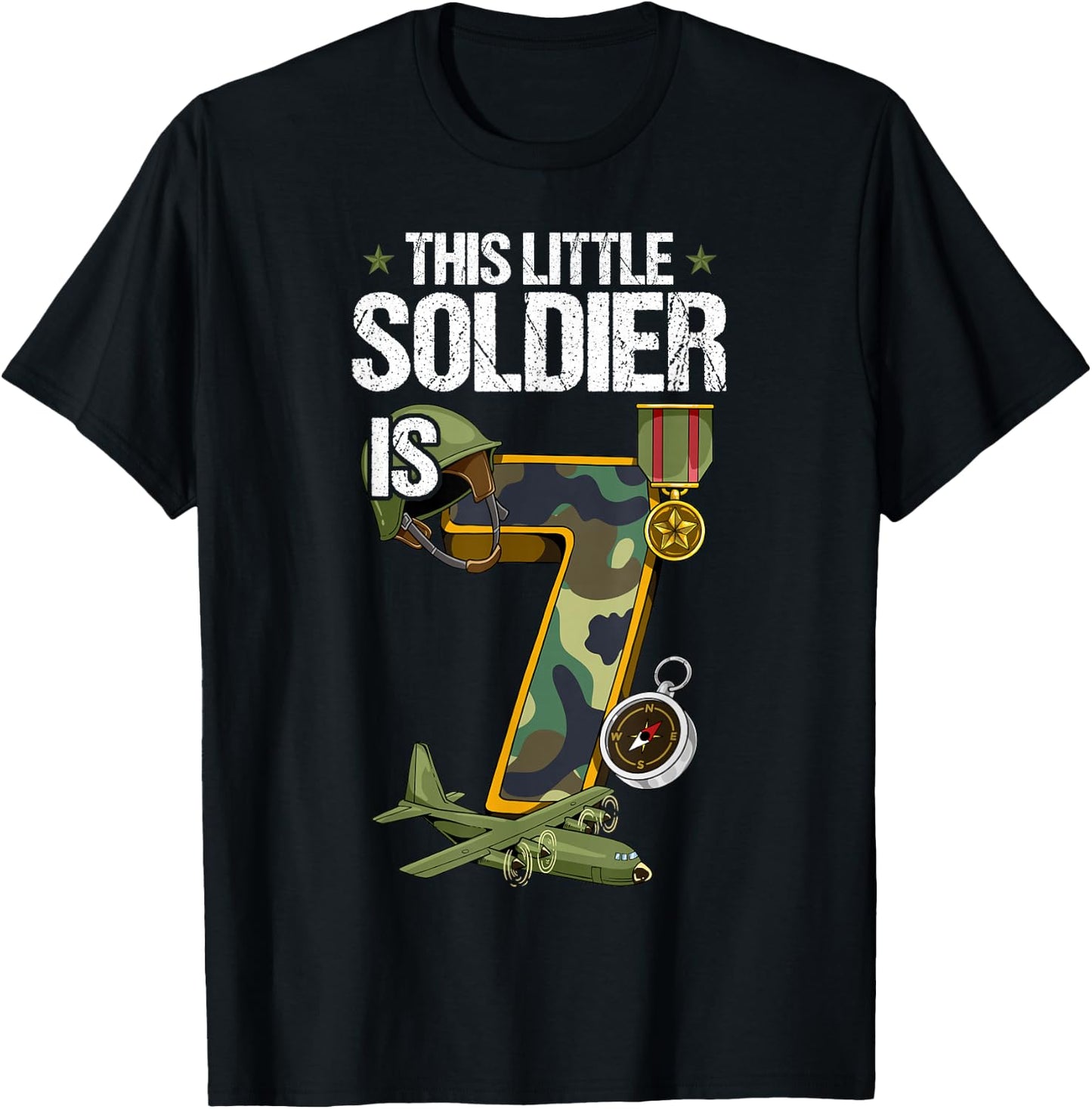 7th Birthday Army T-Shirt - T-Shirt | Black