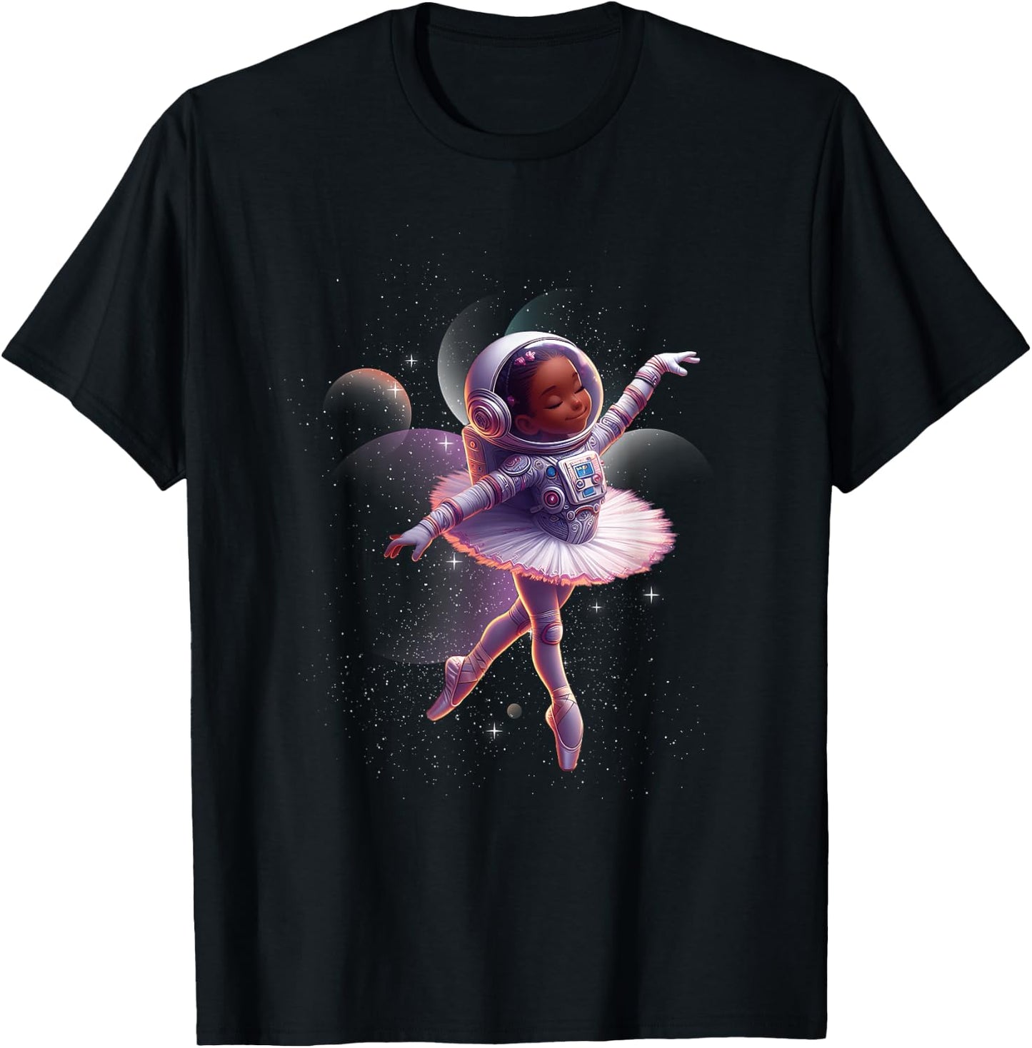 Ballerina Girl Space Astronaut Dancing Girl Dancer Sci-fi T-Shirt - T-Shirt | Black