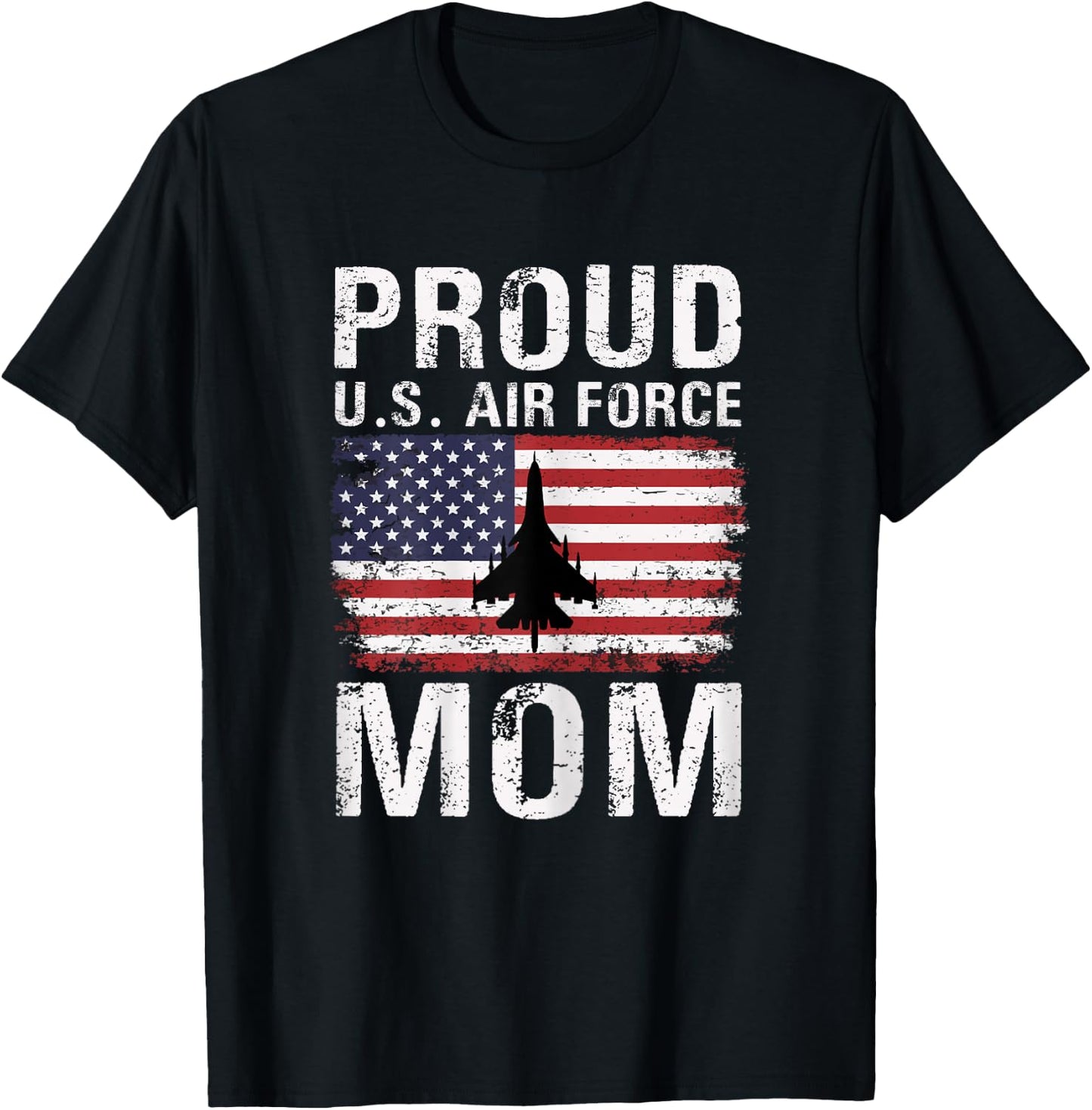 Proud U.S. Air Force Mom American Flag T-Shirt - T-Shirt | Black