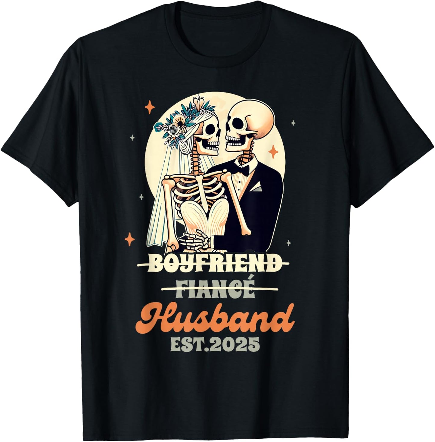 Wife & Husband Married Boyfriend Fiance Husband Est. 2025 T-Shirt - T-Shirt | Black