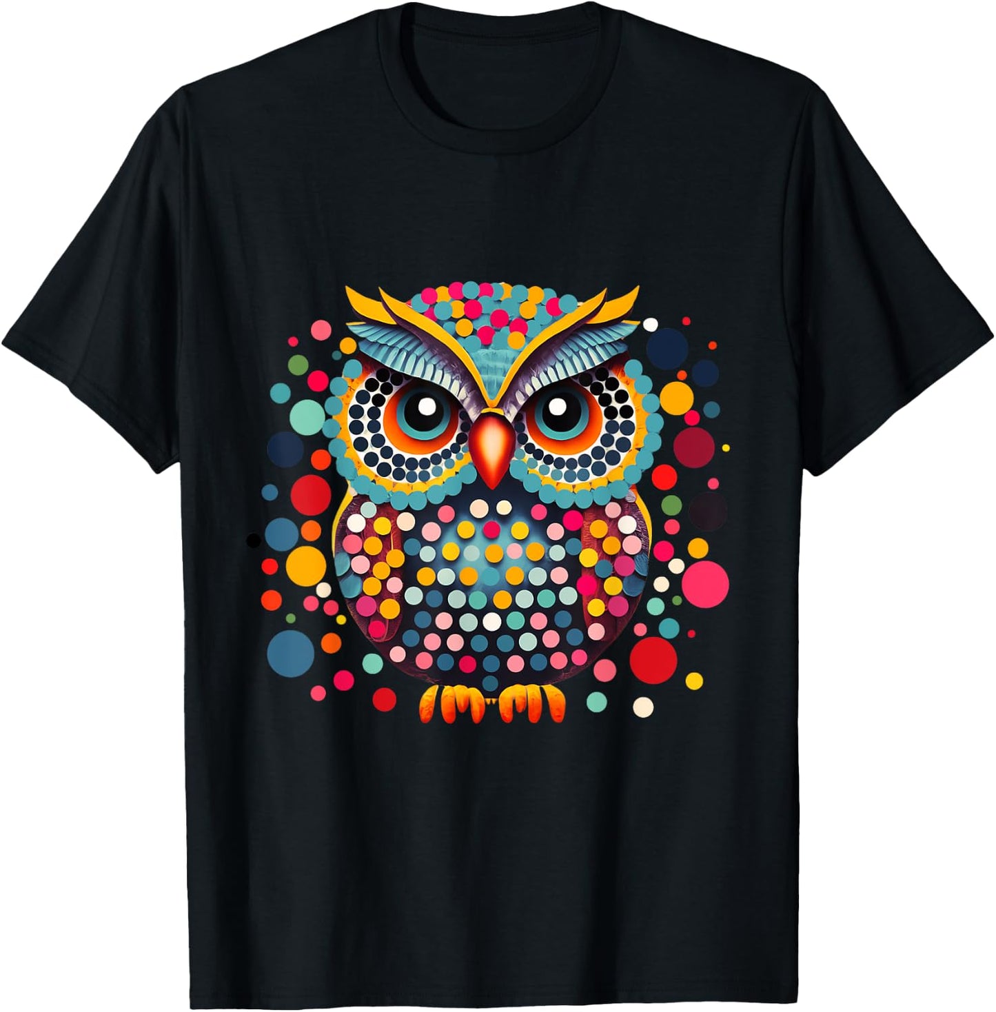 Owl Lovers Colorful Polka Dot Day Men Women Kids Youth Cool T-Shirt - T-Shirt | Black