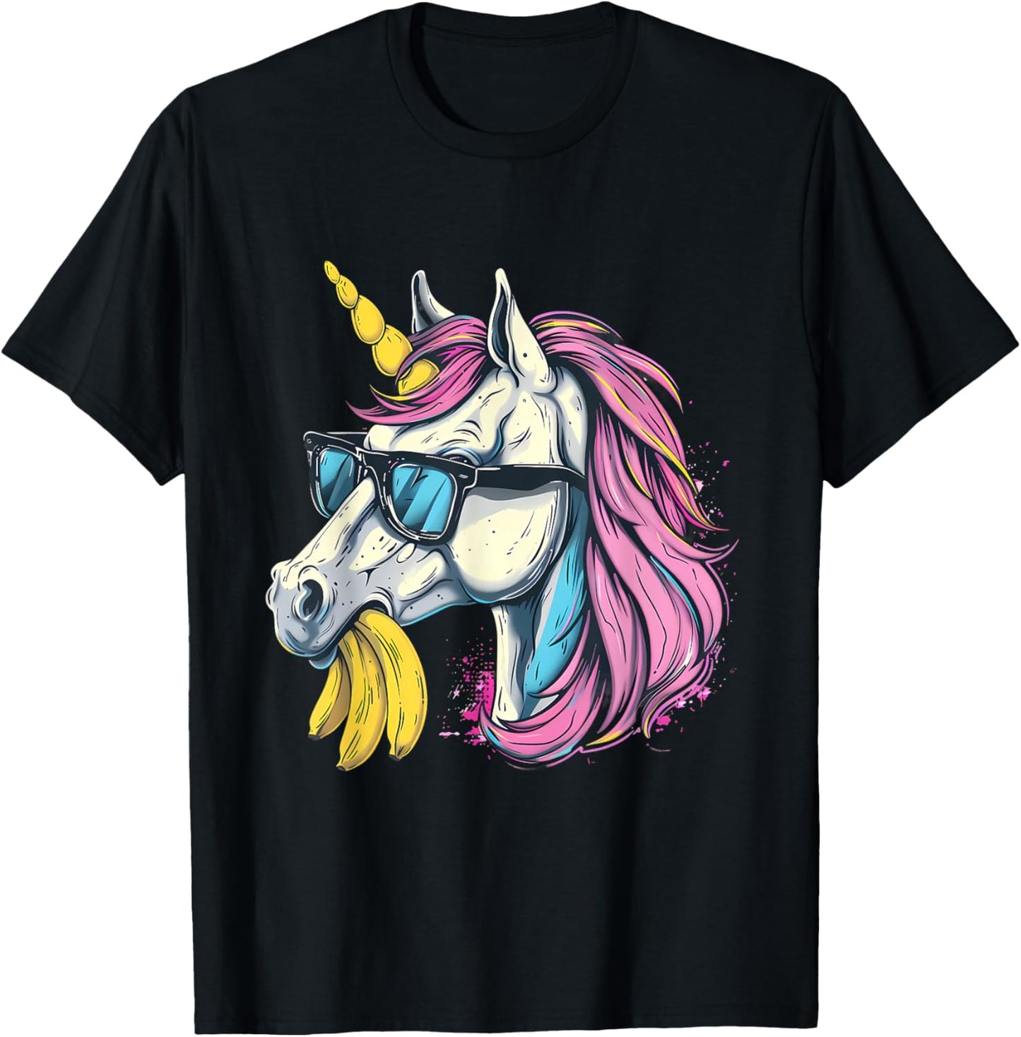 Banana Unicorn Portrait Artwork Banana Lover Bananas Fruit T-Shirt - T-Shirt | Black