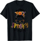 Women Spooky Mama Messy Bun Pumpkin Patch Halloween T-Shirt - T-Shirt | Black