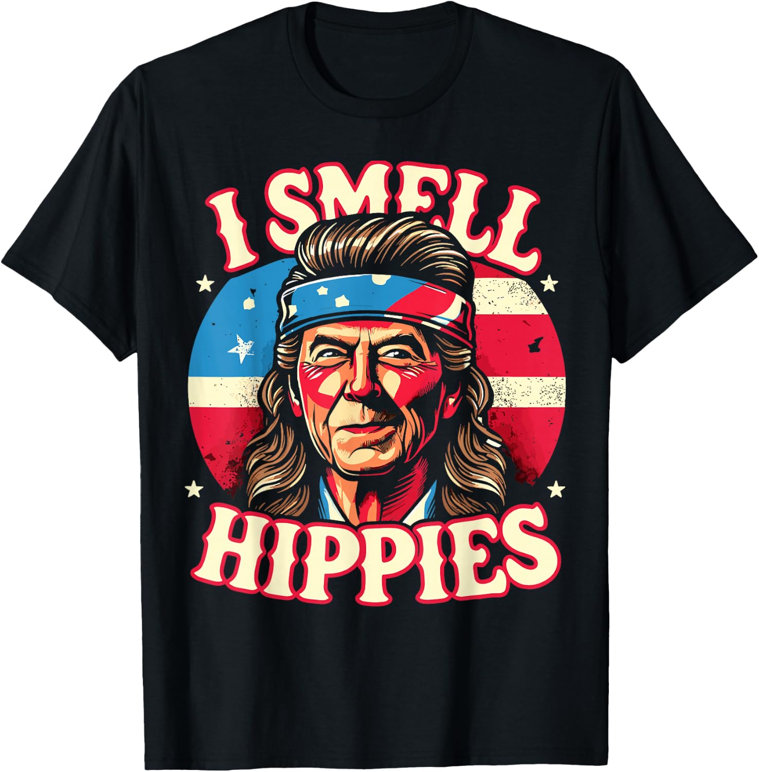 I Smell Hippies USA Funny 4th of July Men Hippie T-Shirt - T-Shirt | Black